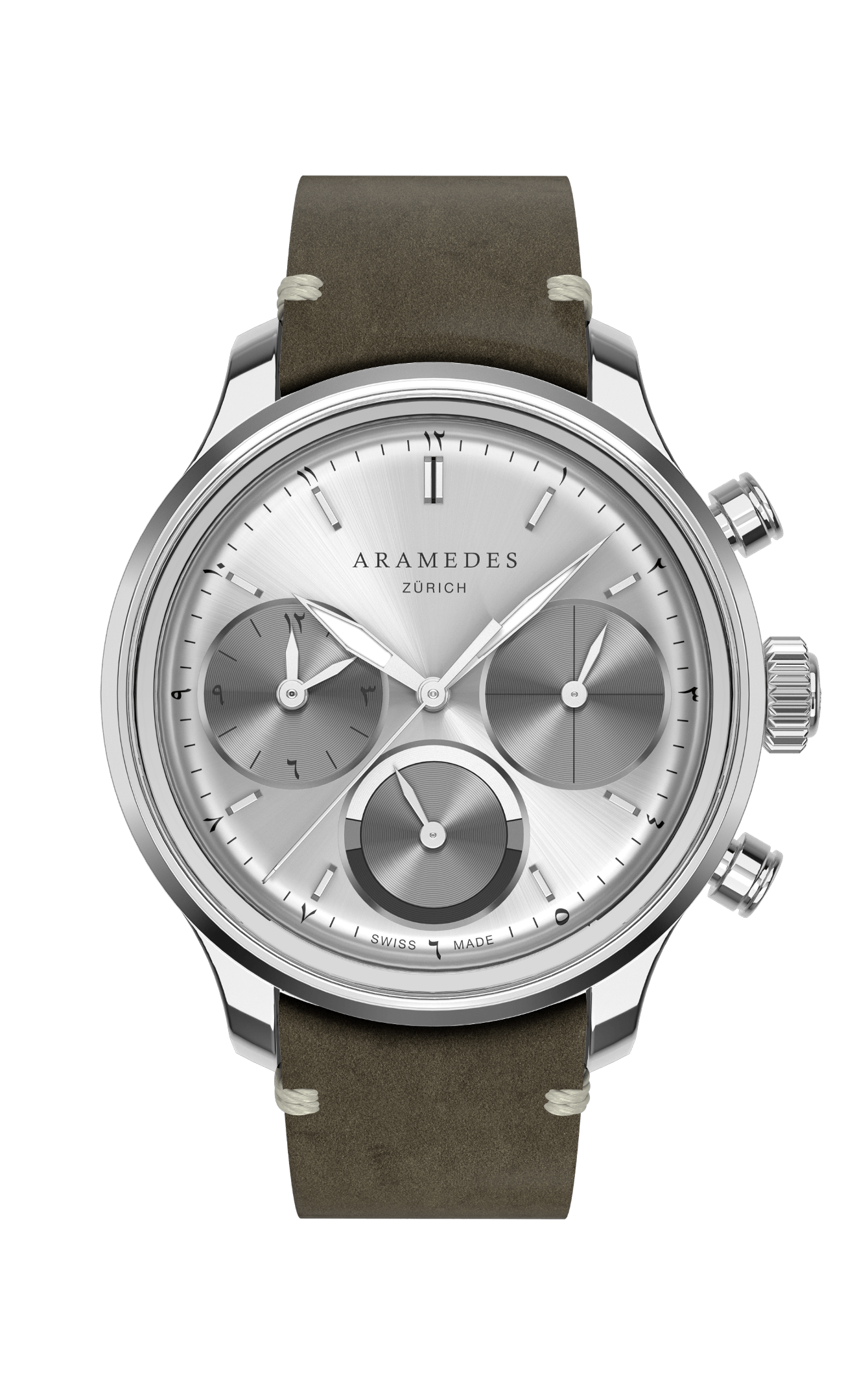 A product photo of the watch, Mastertimer Sawm, from Aramedes.