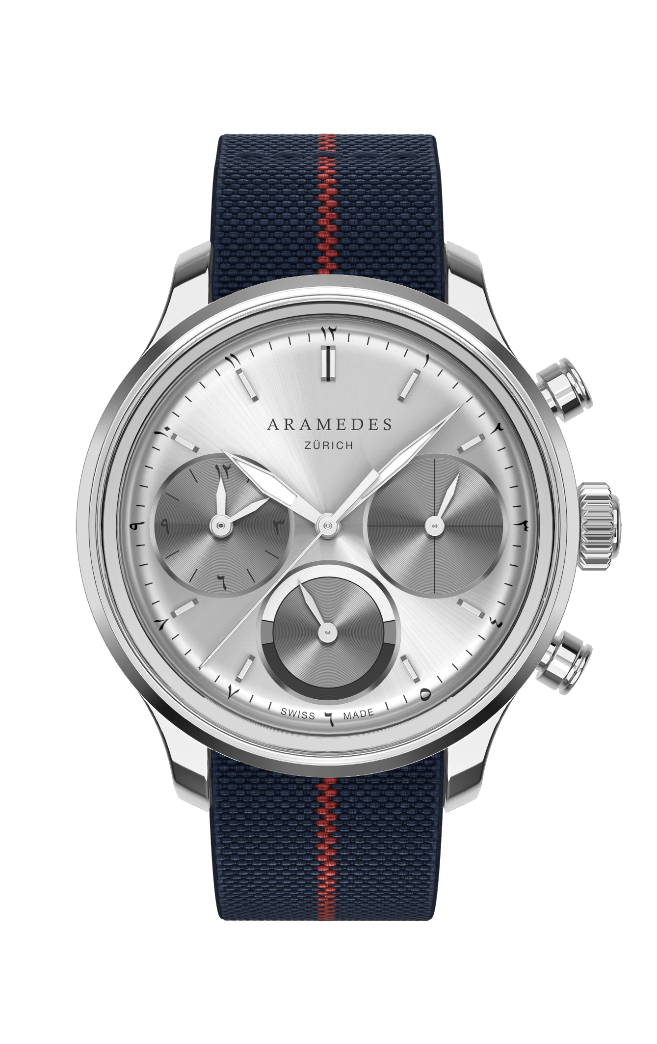 A product photo of the watch, Mastertimer Sawm, from Aramedes.