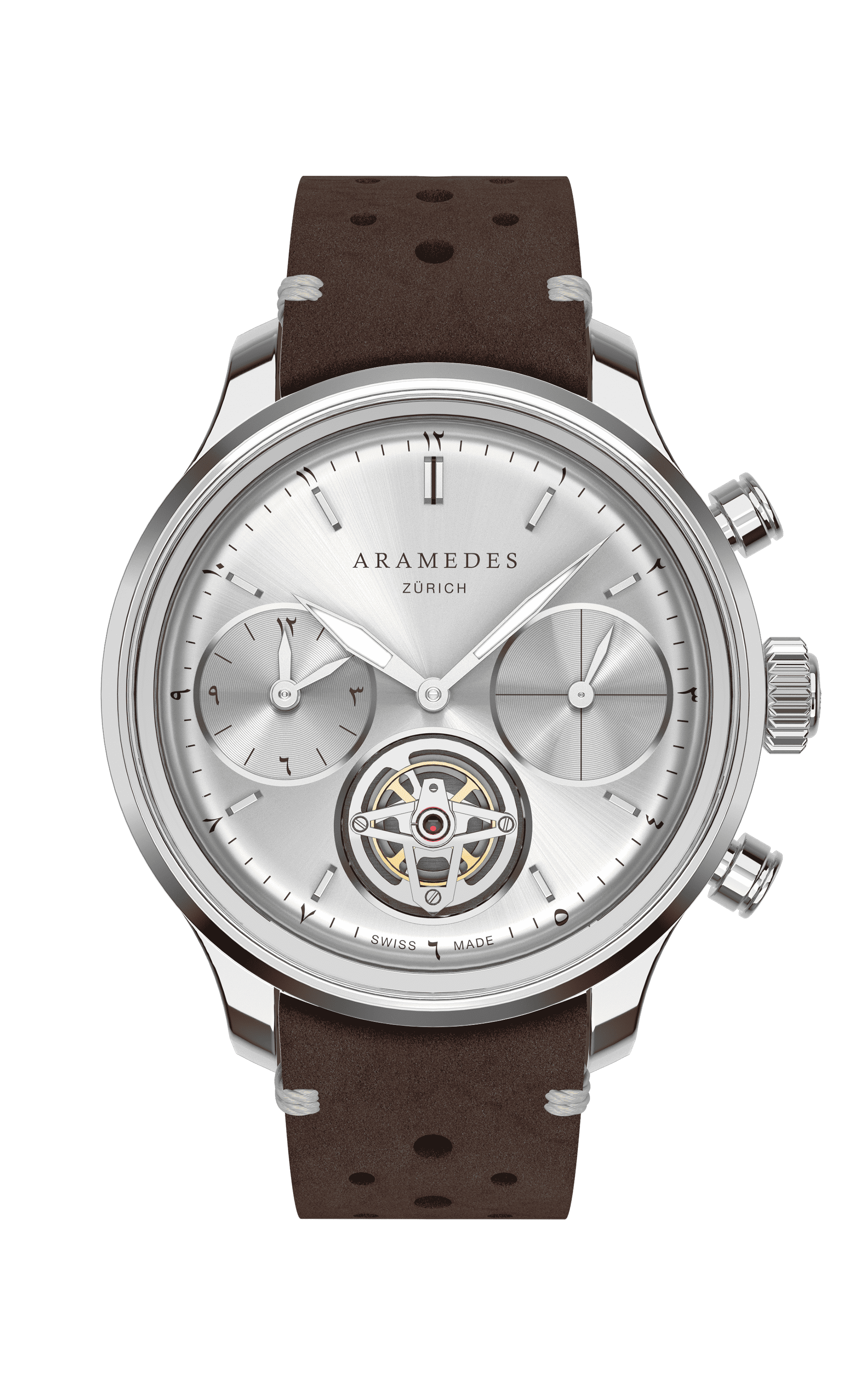 A product photo of the watch, Mastertimer Salat Tourbillon Automatic, from Aramedes.