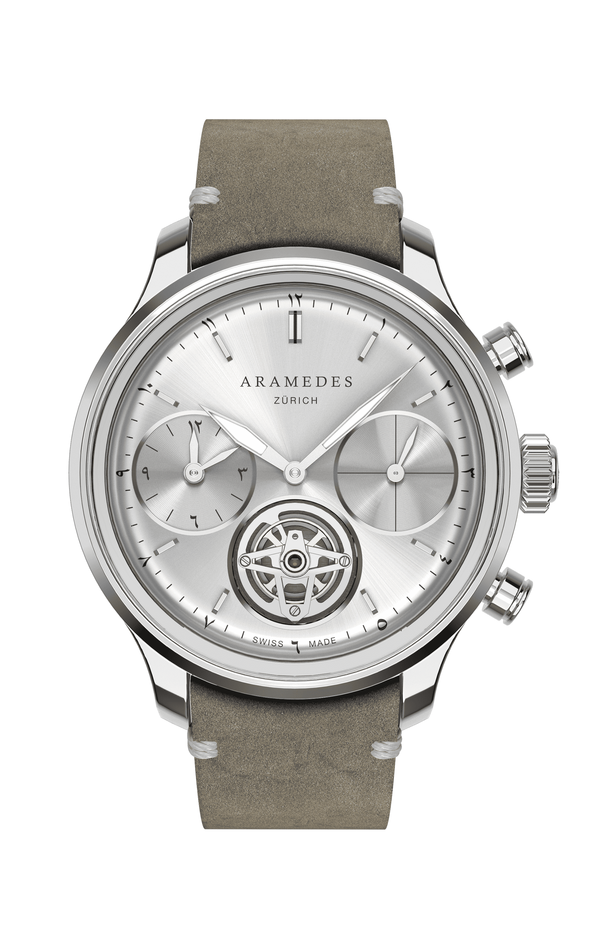 A product photo of the watch, Mastertimer Salat Tourbillon Automatic, from Aramedes.