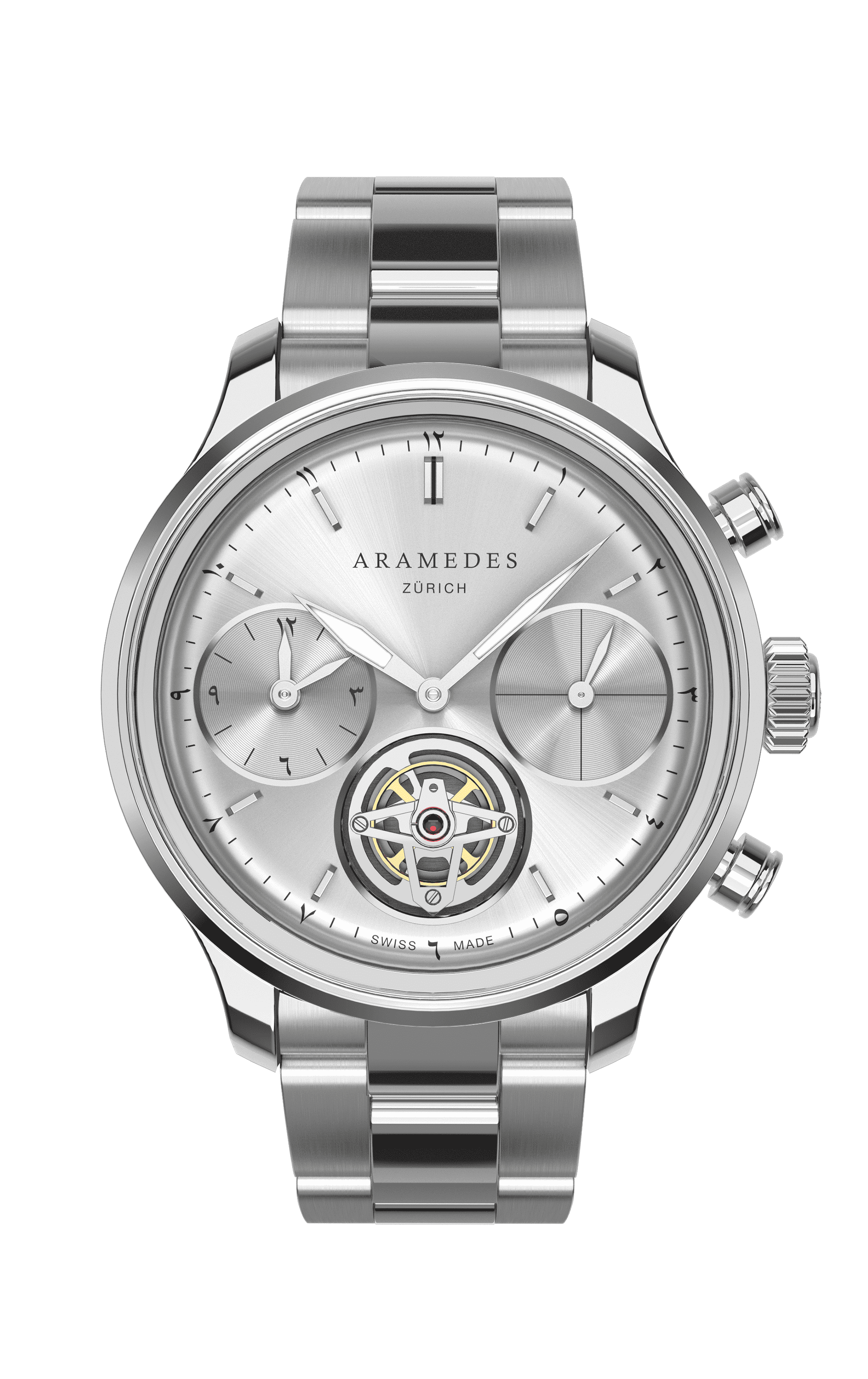 A product photo of the watch, Mastertimer Salat Tourbillon Automatic, from Aramedes.