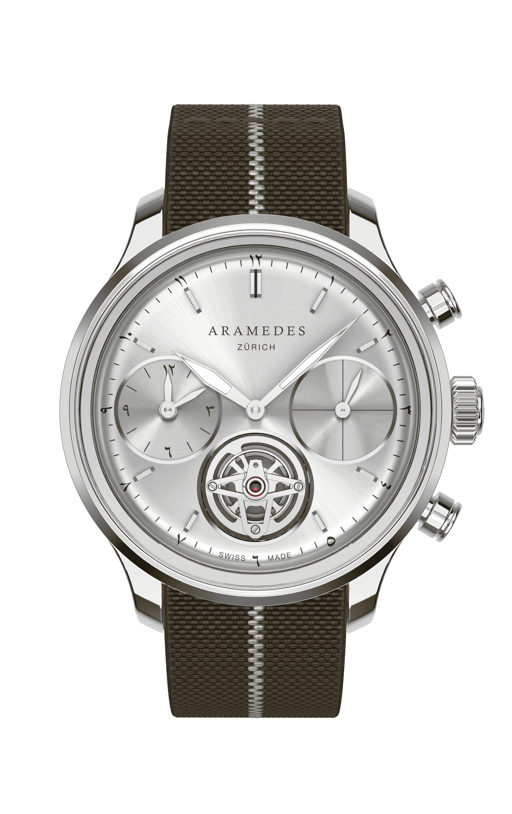 A product photo of the watch, Mastertimer Salat Tourbillon Automatic, from Aramedes.