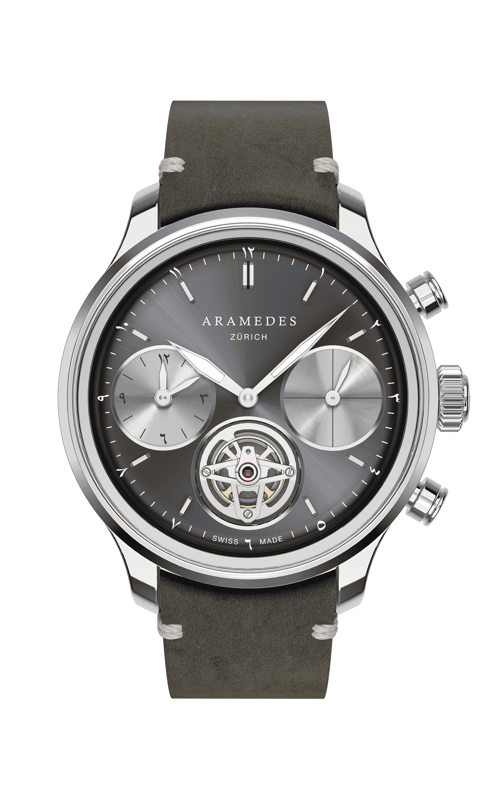 A product photo of the watch, Mastertimer Salat Tourbillon Automatic, from Aramedes.