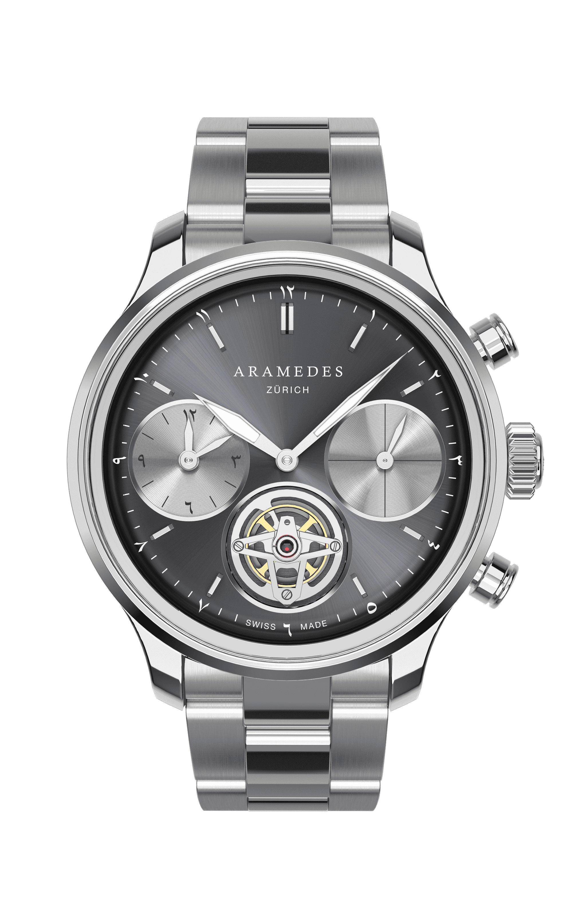 A product photo of the watch, Mastertimer Salat Tourbillon Automatic, from Aramedes.