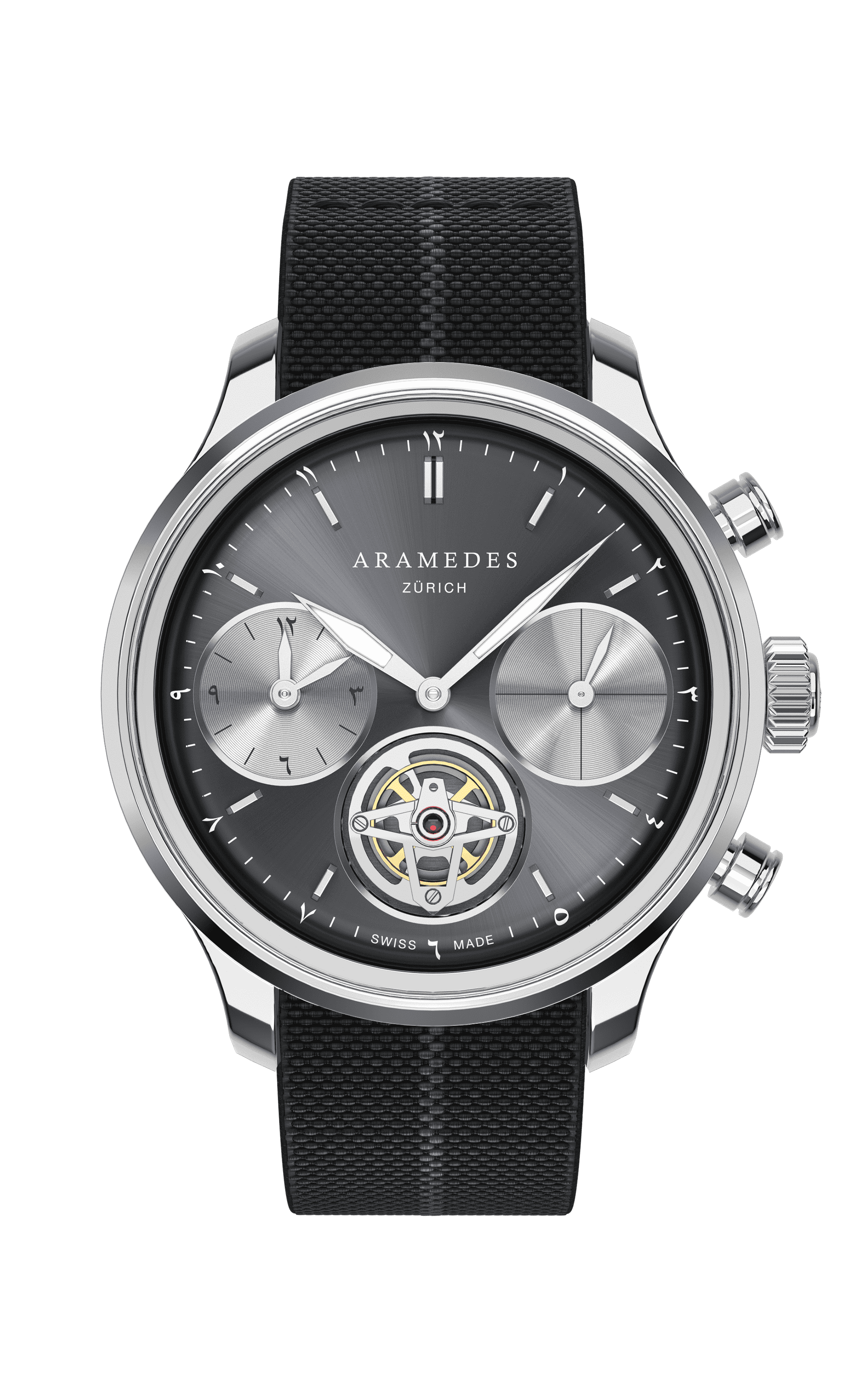 A product photo of the watch, Mastertimer Salat Tourbillon Automatic, from Aramedes.