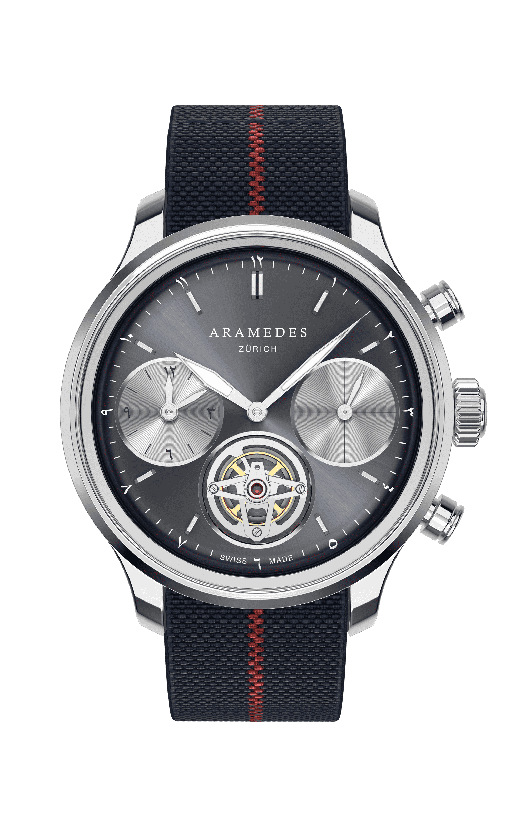 A product photo of the watch, Mastertimer Salat Tourbillon Automatic, from Aramedes.