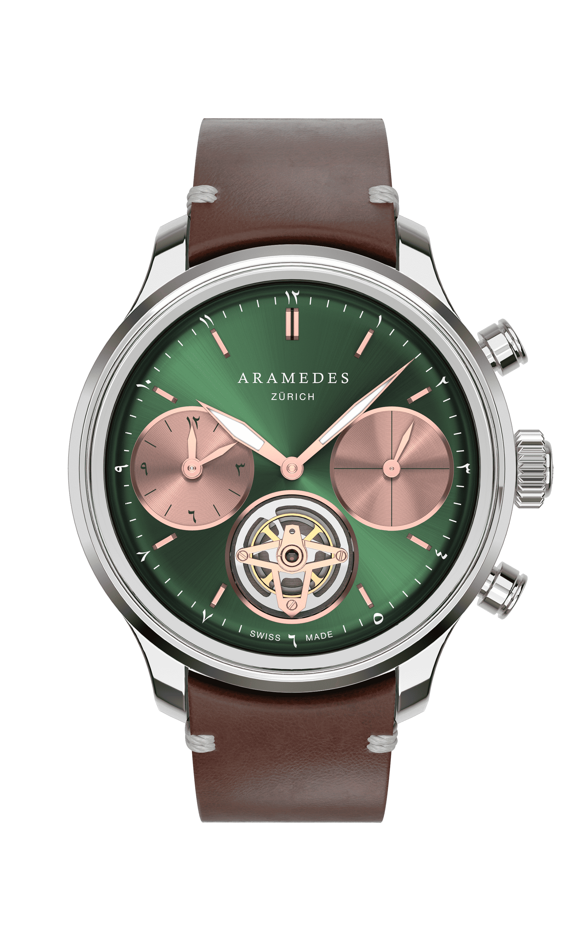 A product photo of the watch, Mastertimer Salat Tourbillon Automatic, from Aramedes.