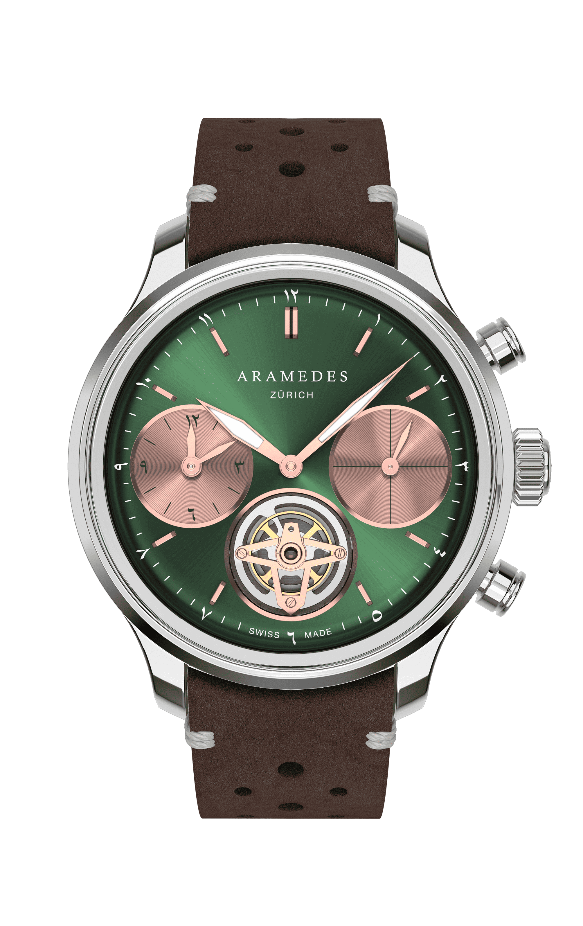 A product photo of the watch, Mastertimer Salat Tourbillon Automatic, from Aramedes.