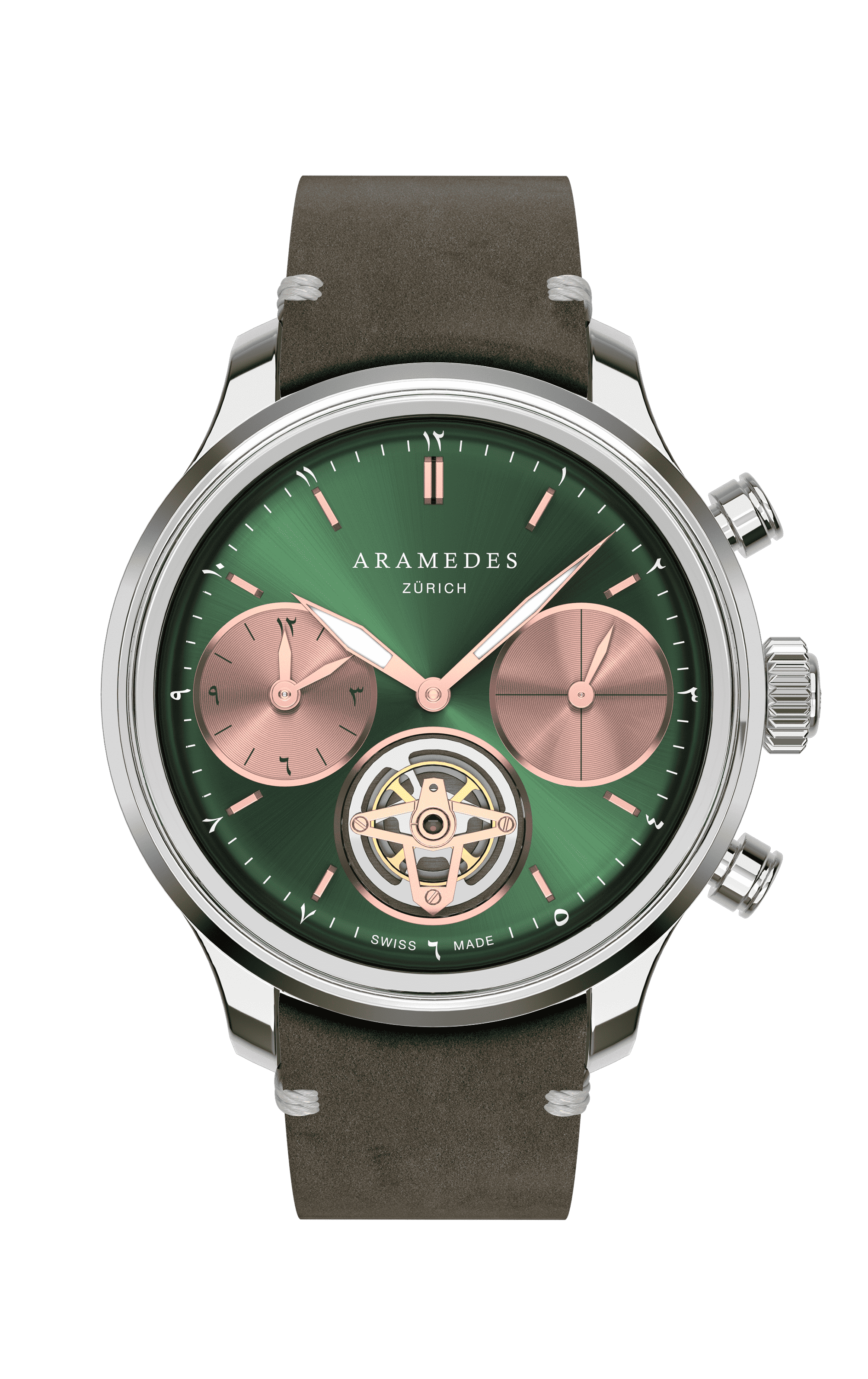 A product photo of the watch, Mastertimer Salat Tourbillon Automatic, from Aramedes.