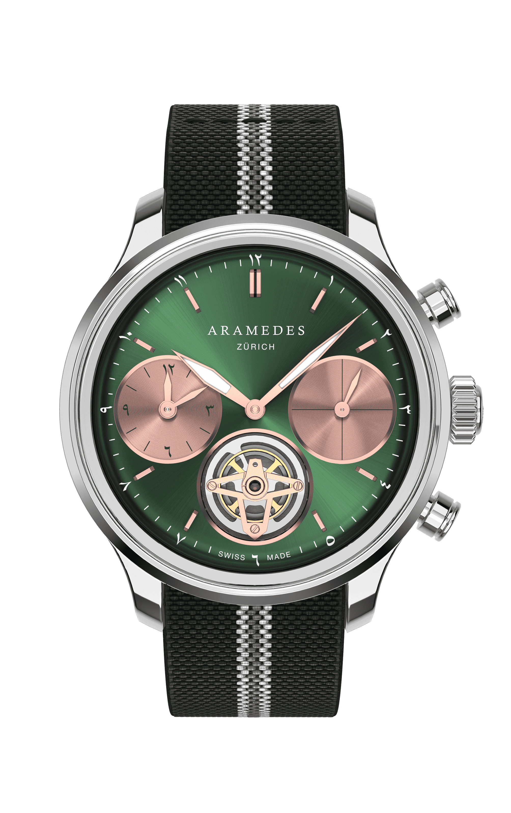 A product photo of the watch, Mastertimer Salat Tourbillon Automatic, from Aramedes.