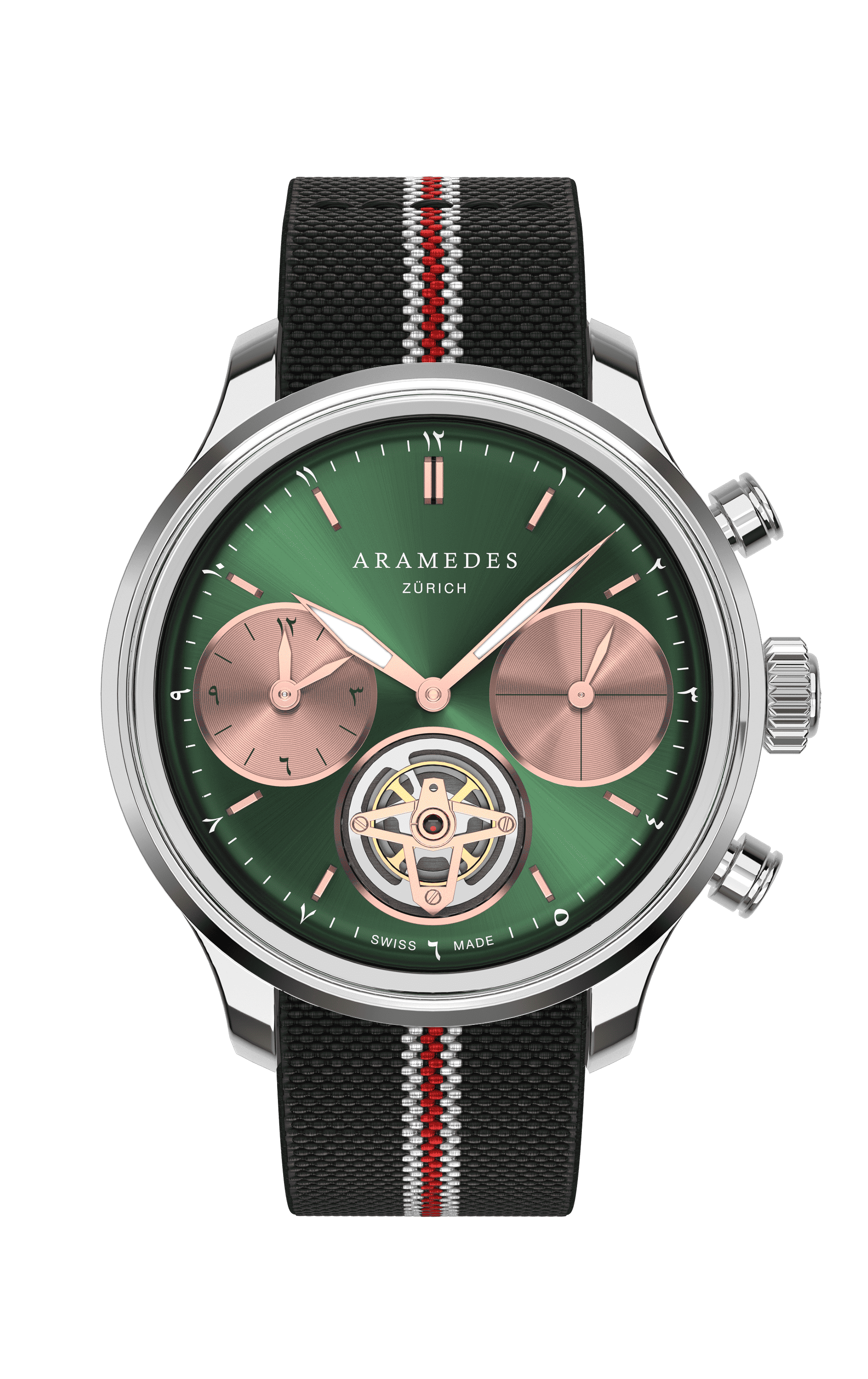 A product photo of the watch, Mastertimer Salat Tourbillon Automatic, from Aramedes.