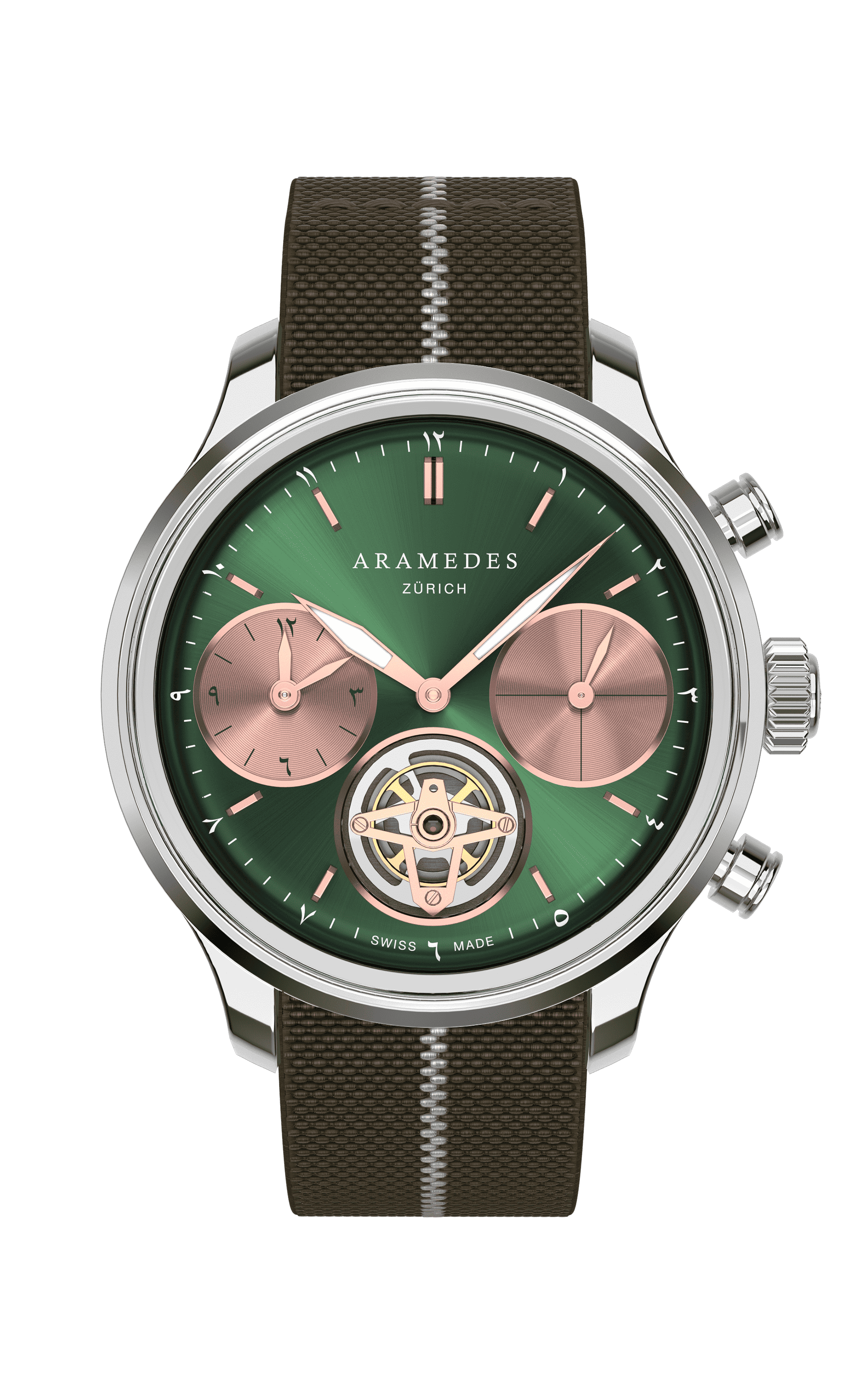A product photo of the watch, Mastertimer Salat Tourbillon Automatic, from Aramedes.