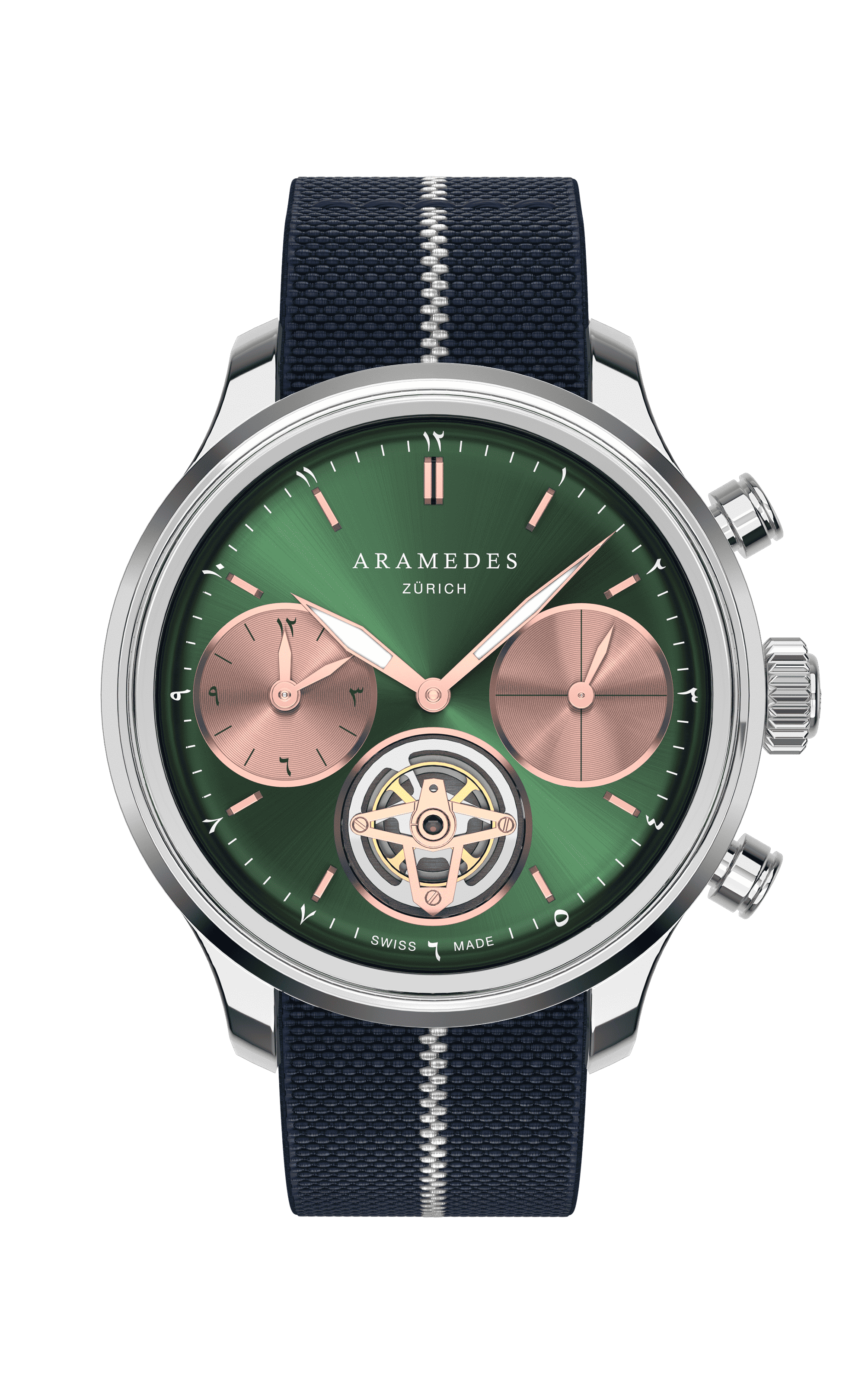 A product photo of the watch, Mastertimer Salat Tourbillon Automatic, from Aramedes.