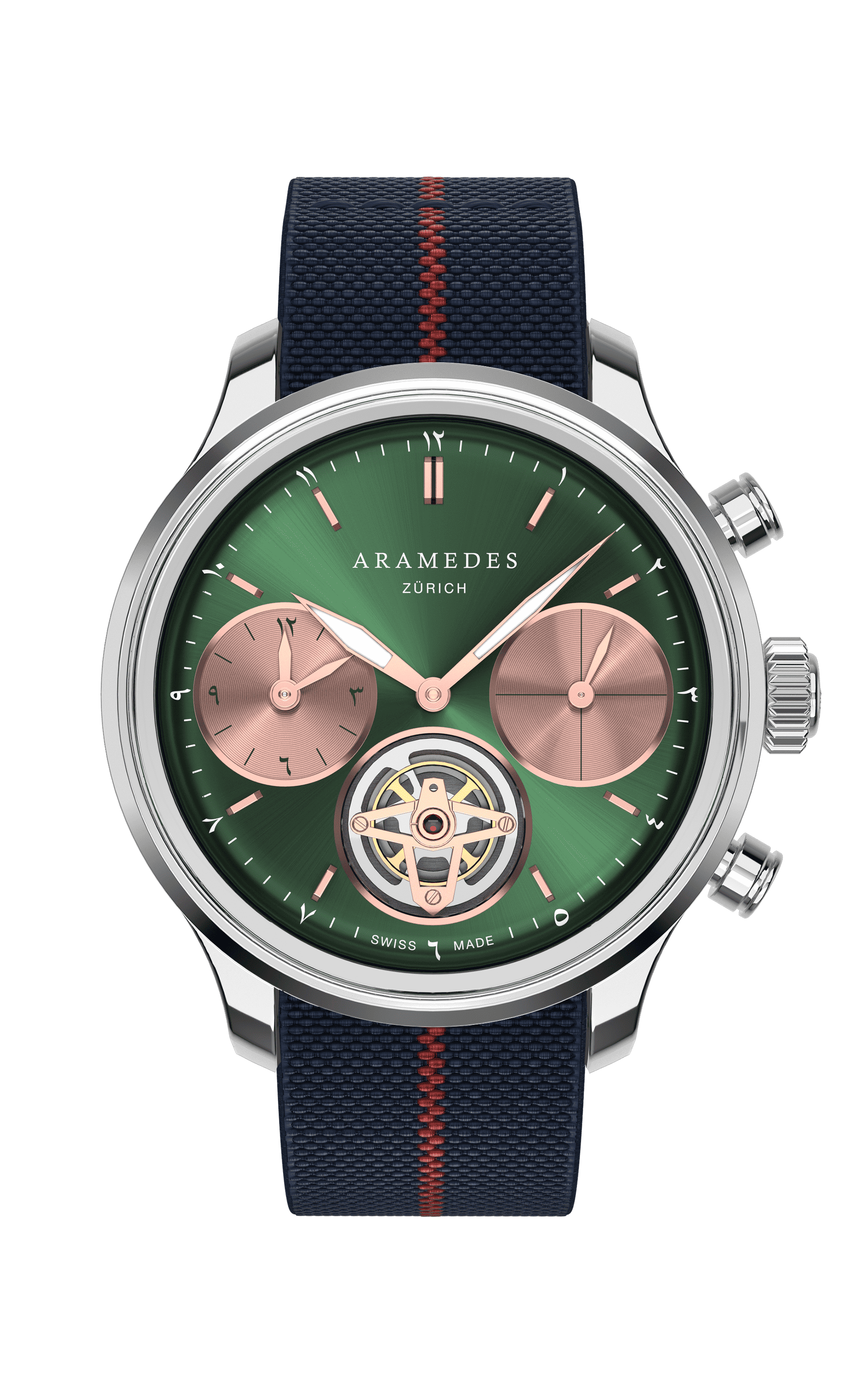A product photo of the watch, Mastertimer Salat Tourbillon Automatic, from Aramedes.