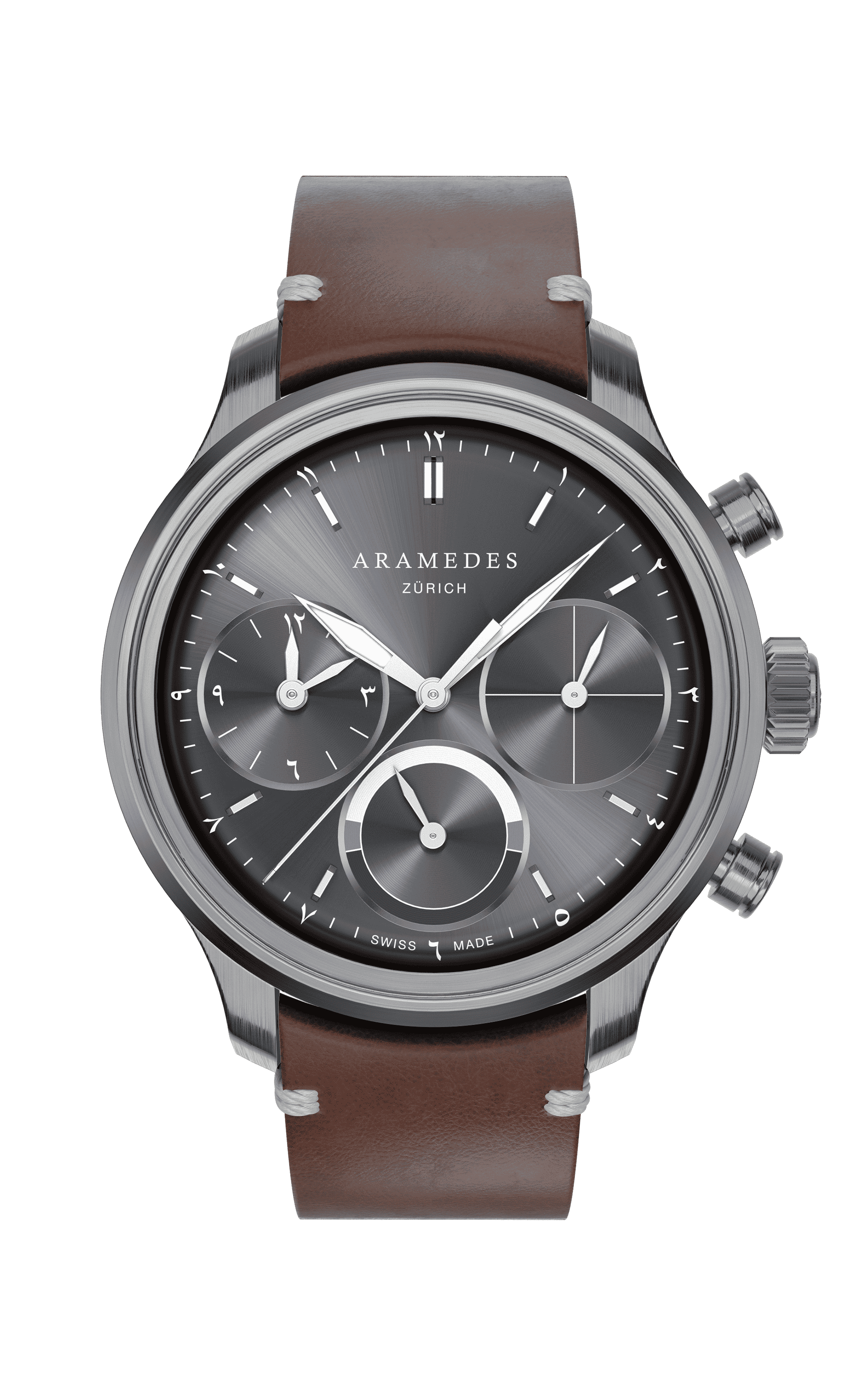 A product photo of the watch, Mastertimer Sawm, from Aramedes.