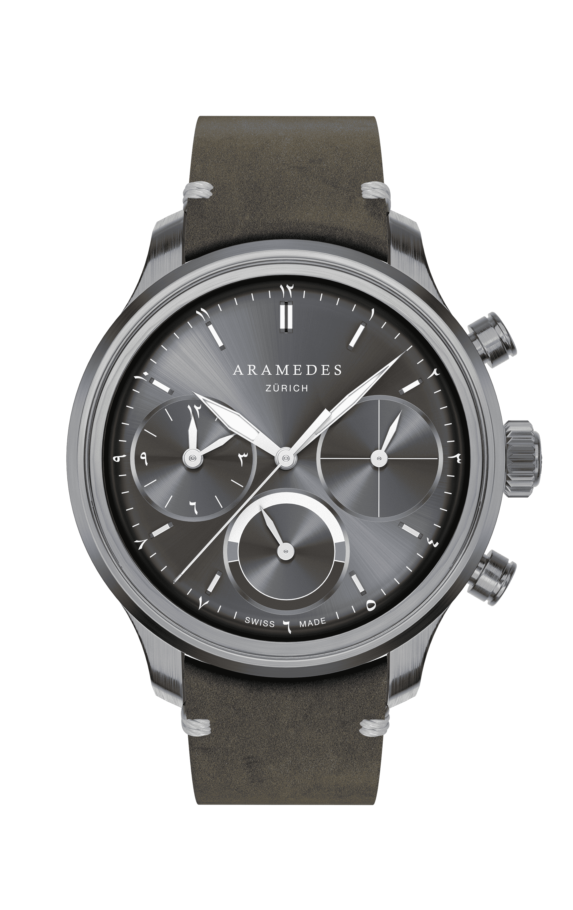 A product photo of the watch, Mastertimer Sawm, from Aramedes.