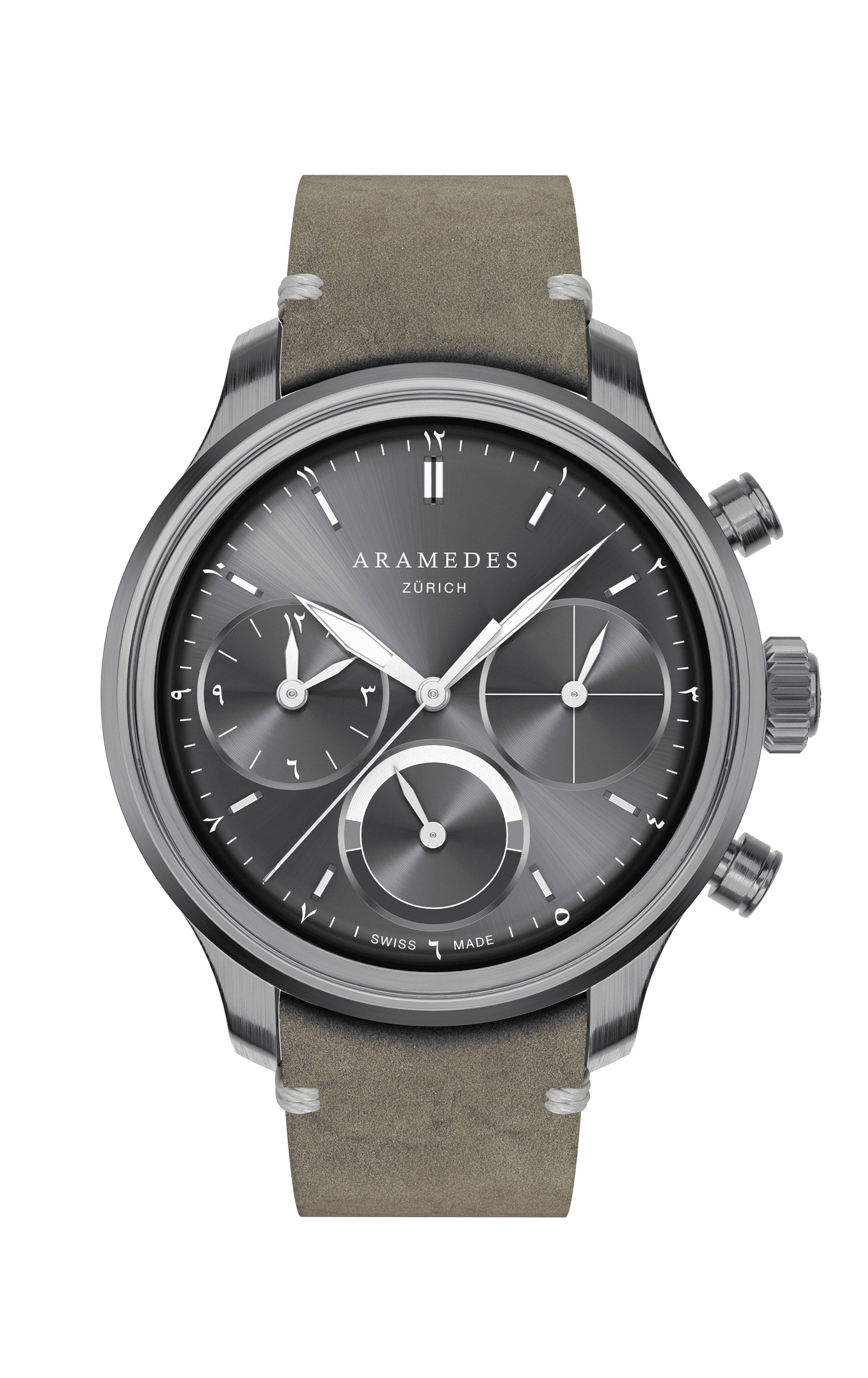 A product photo of the watch, Mastertimer Sawm, from Aramedes.