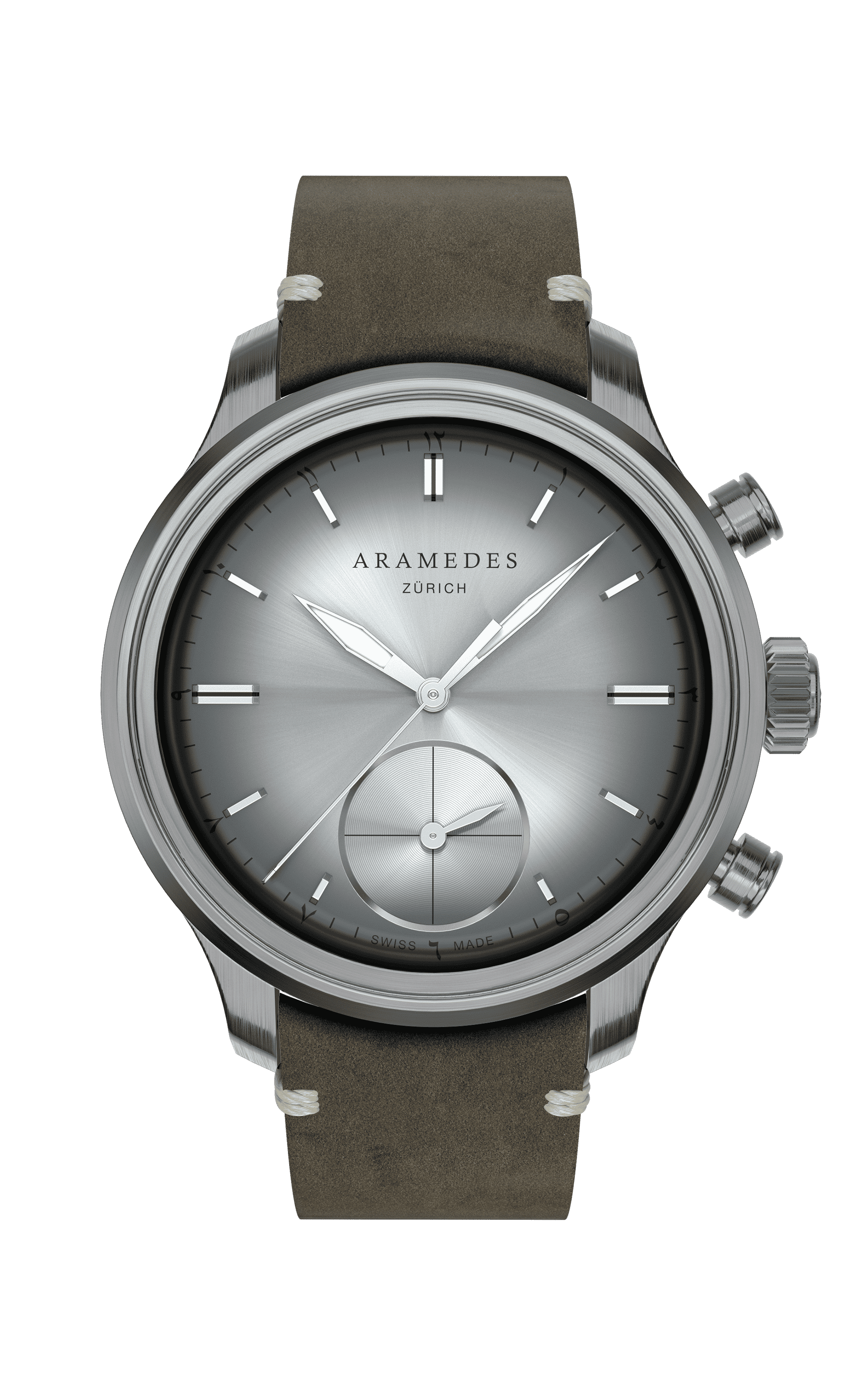 A product photo of the watch, Mastertimer Qibla, from Aramedes.