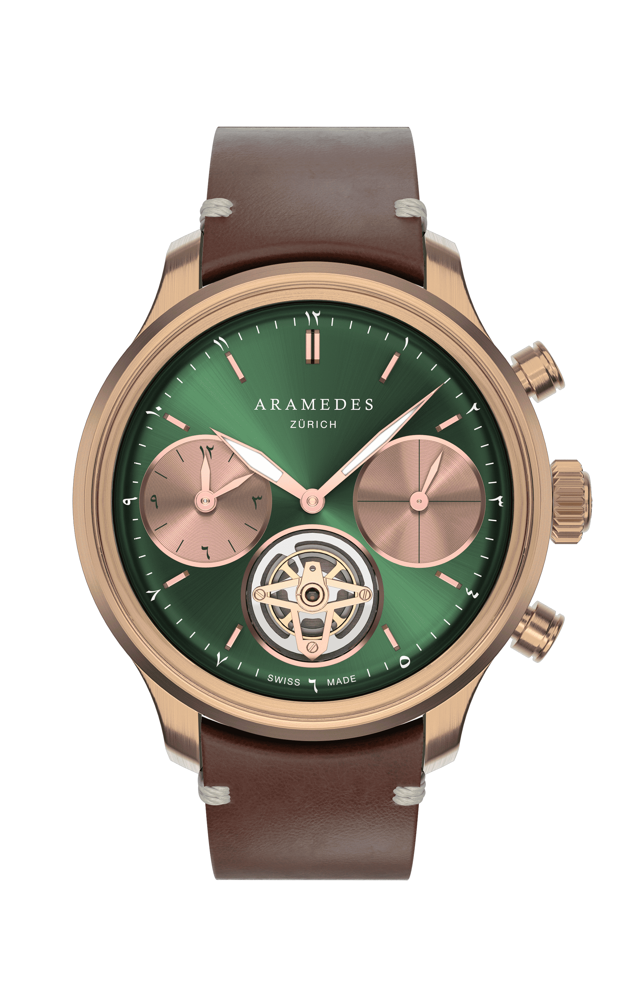 A product photo of the watch, Mastertimer Salat Tourbillon Automatic, from Aramedes.