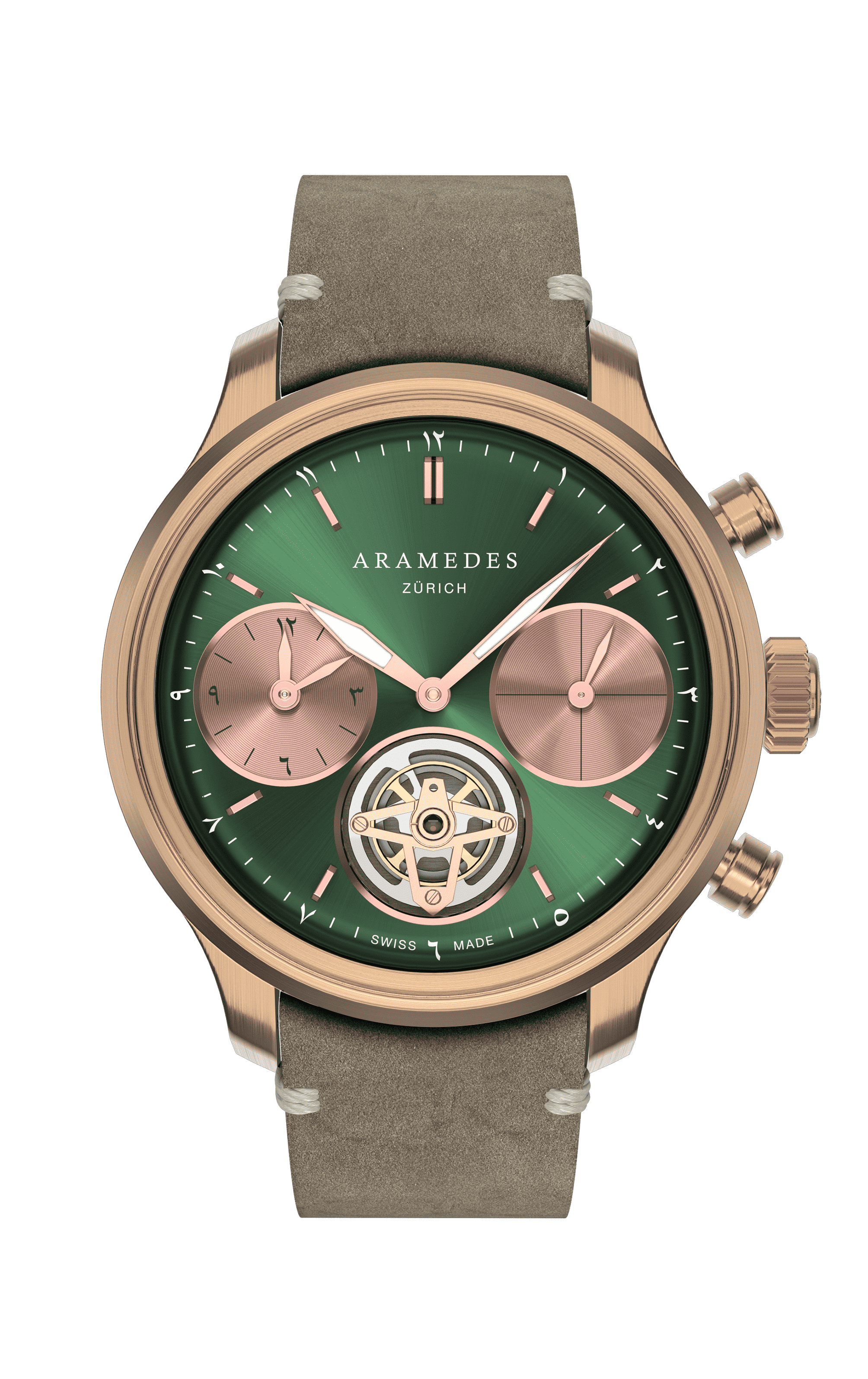 A product photo of the watch, Mastertimer Salat Tourbillon Automatic, from Aramedes.