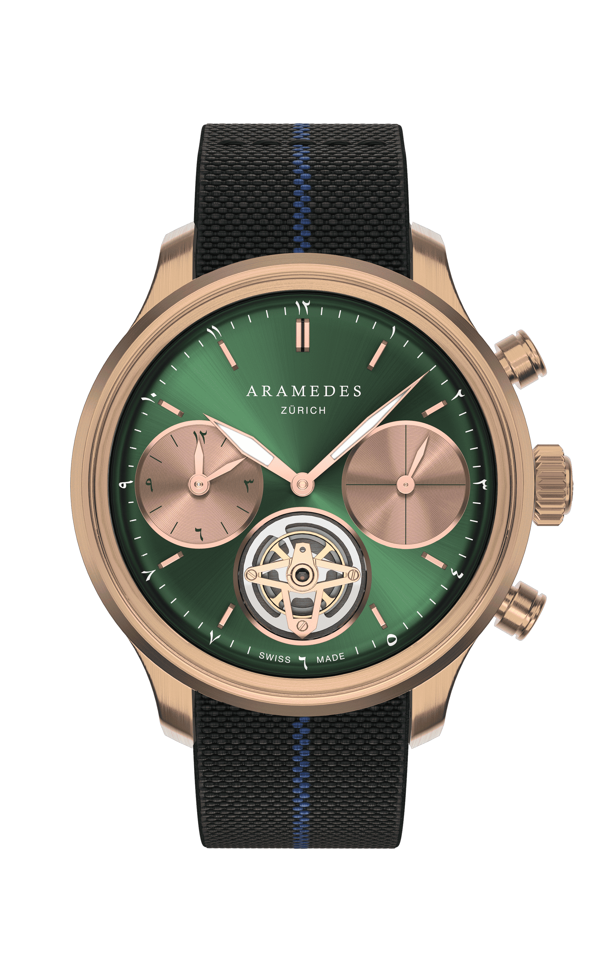 A product photo of the watch, Mastertimer Salat Tourbillon Automatic, from Aramedes.