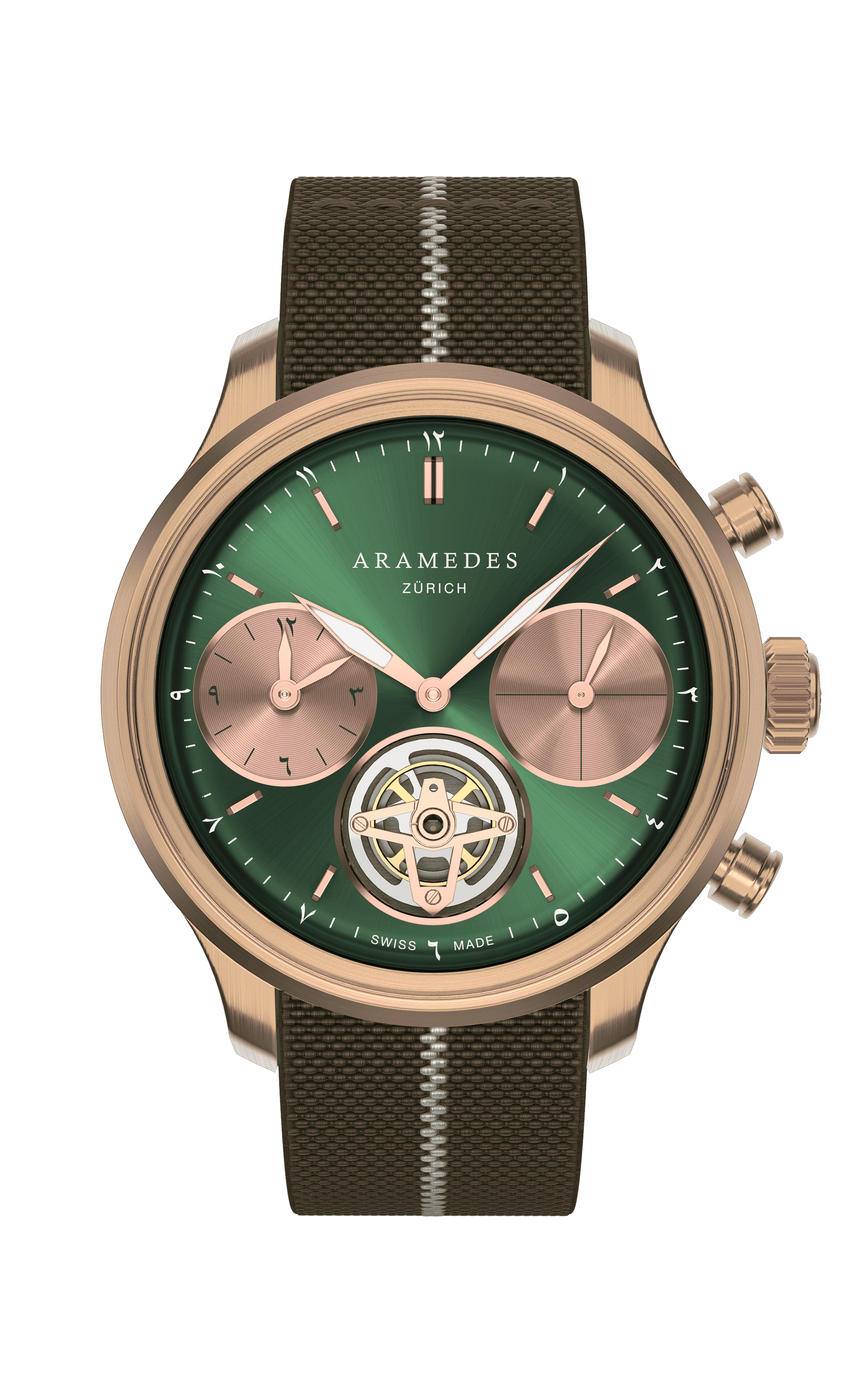 A product photo of the watch, Mastertimer Salat Tourbillon Automatic, from Aramedes.