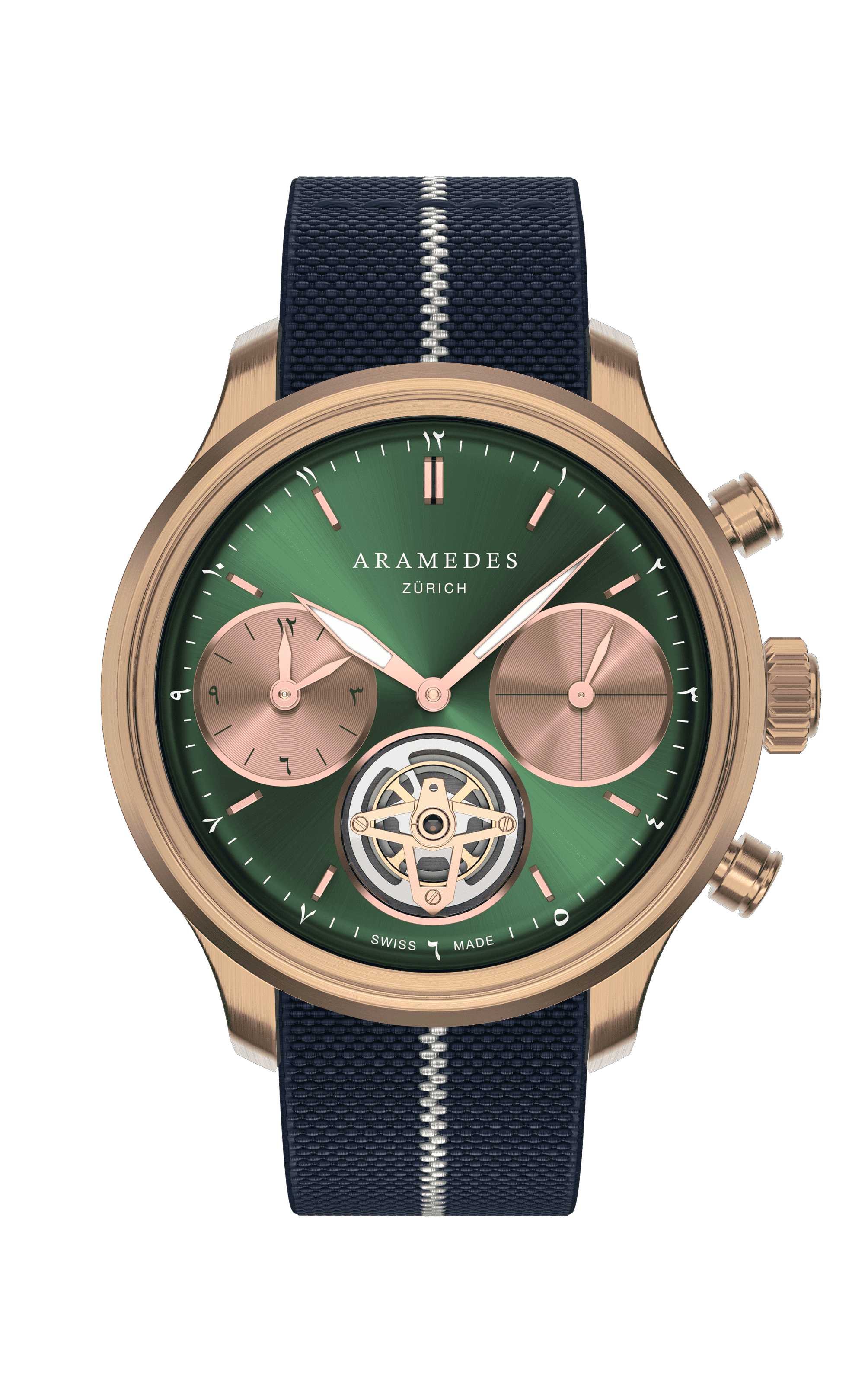 A product photo of the watch, Mastertimer Salat Tourbillon Automatic, from Aramedes.