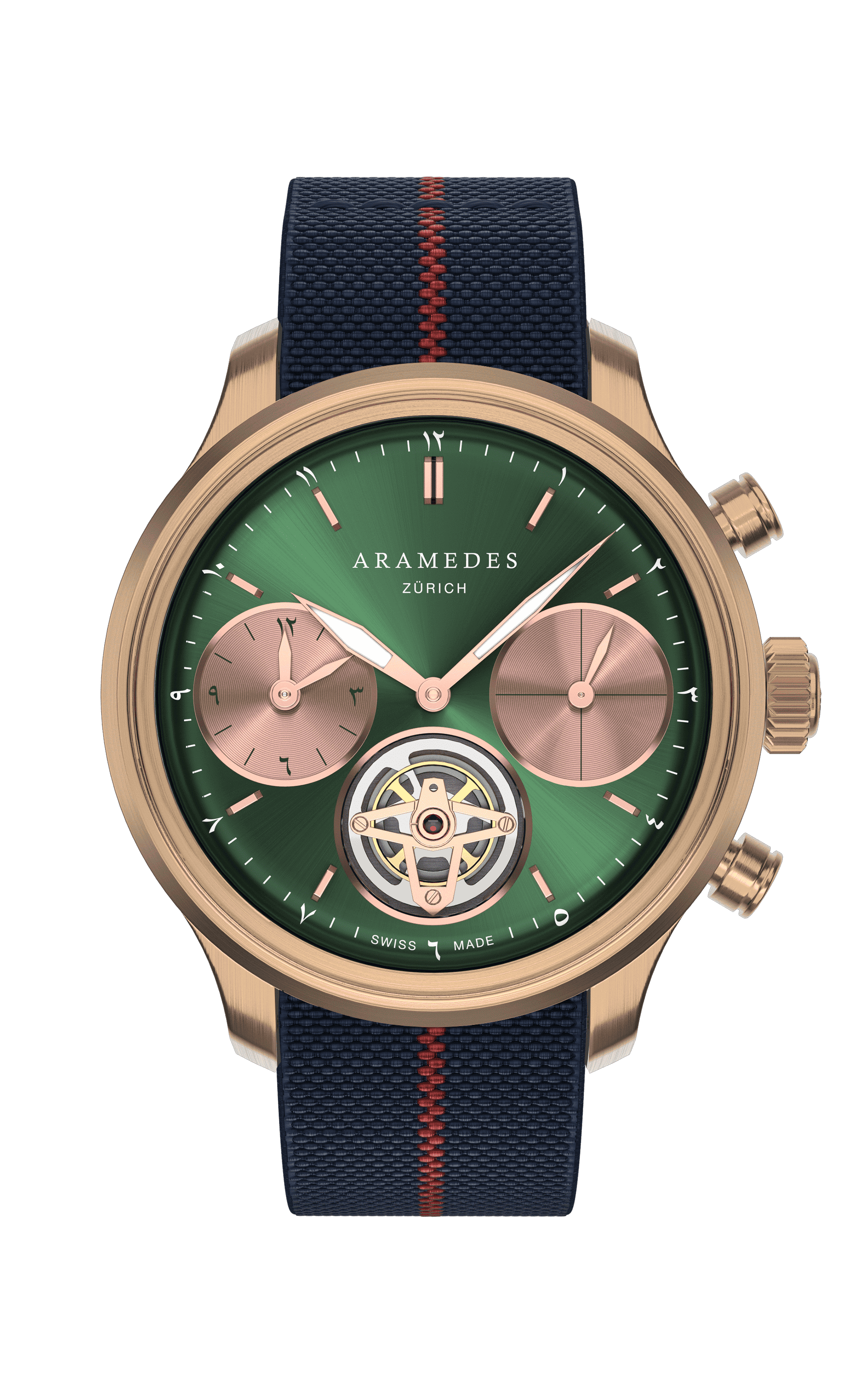 A product photo of the watch, Mastertimer Salat Tourbillon Automatic, from Aramedes.