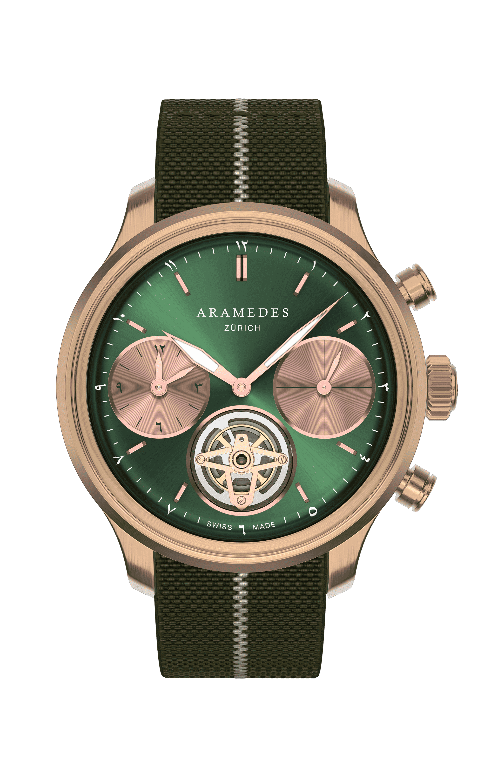 A product photo of the watch, Mastertimer Salat Tourbillon Automatic, from Aramedes.