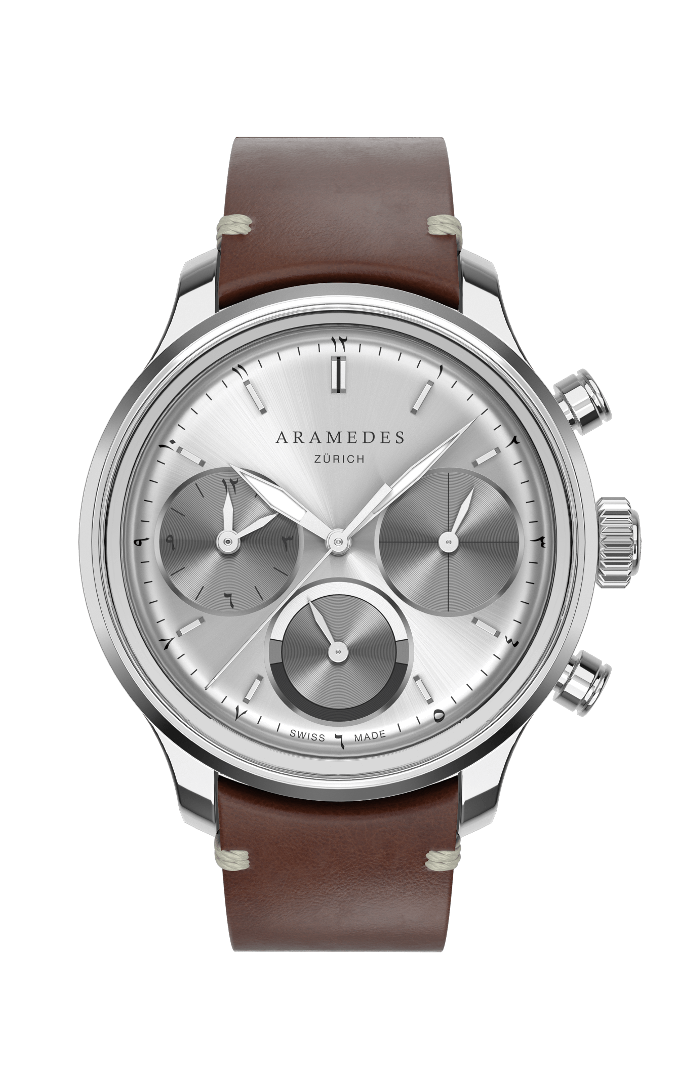 A product photo of the watch, Mastertimer Sawm, from Aramedes.