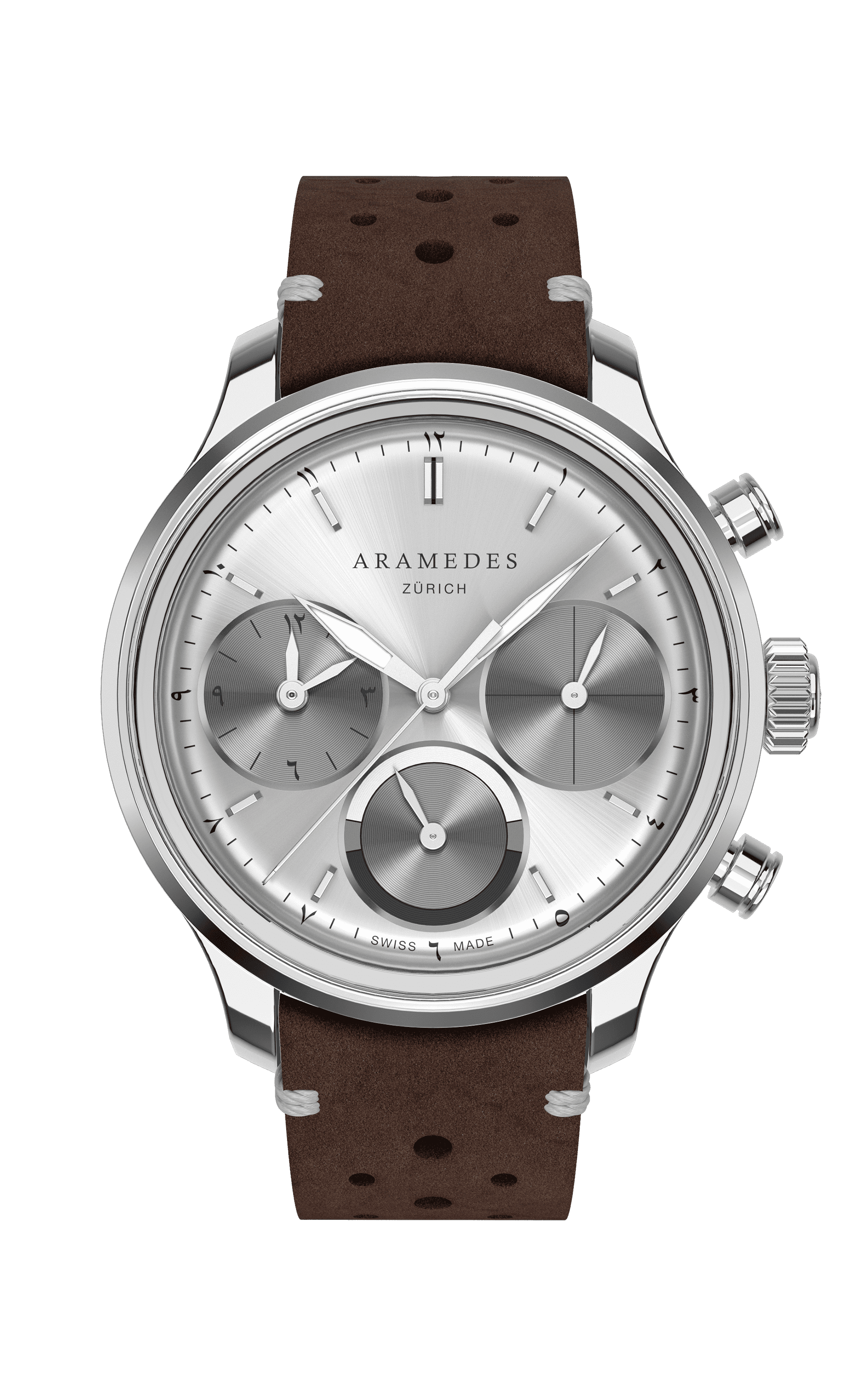 A product photo of the watch, Mastertimer Sawm, from Aramedes.