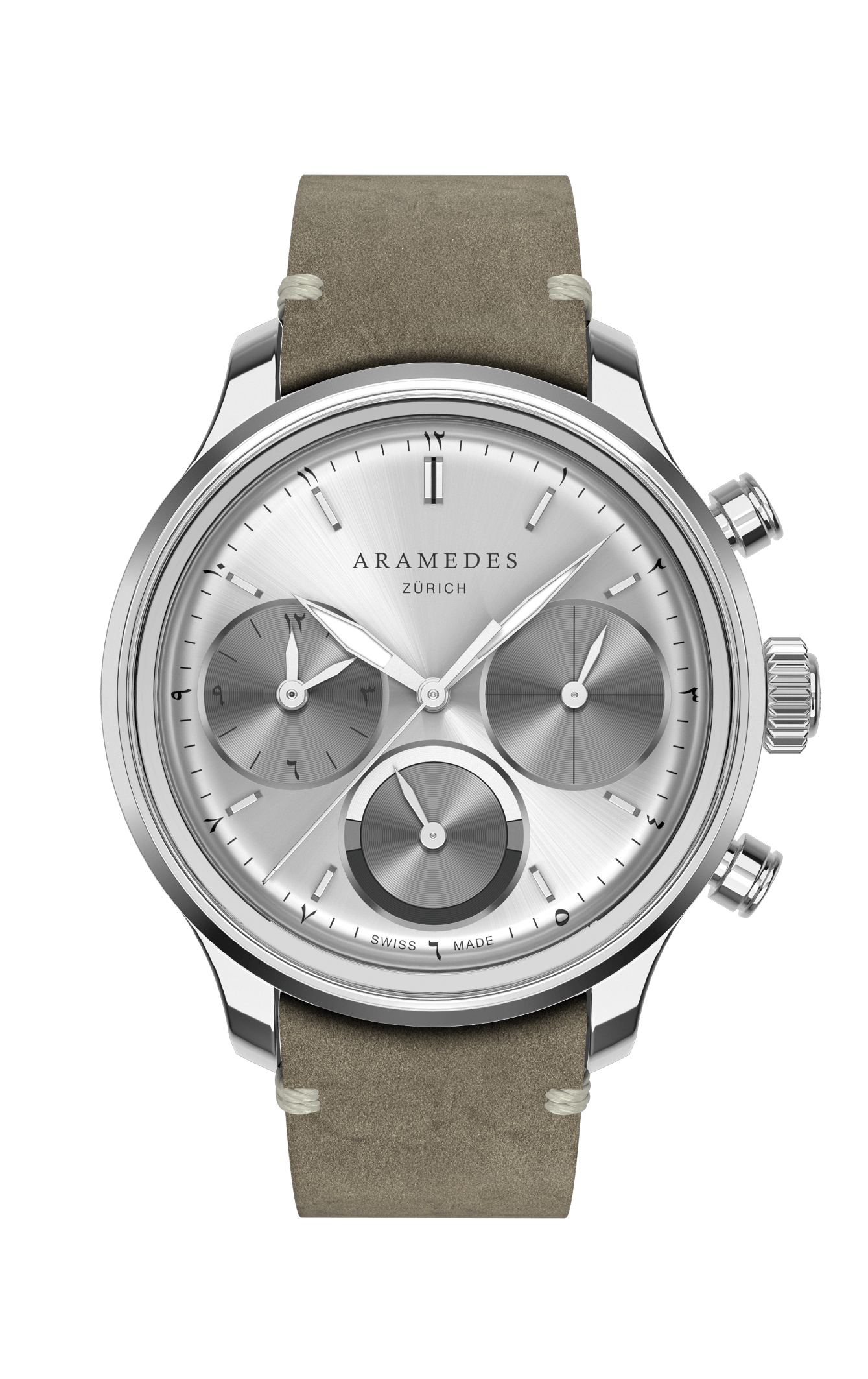 A product photo of the watch, Mastertimer Sawm, from Aramedes.