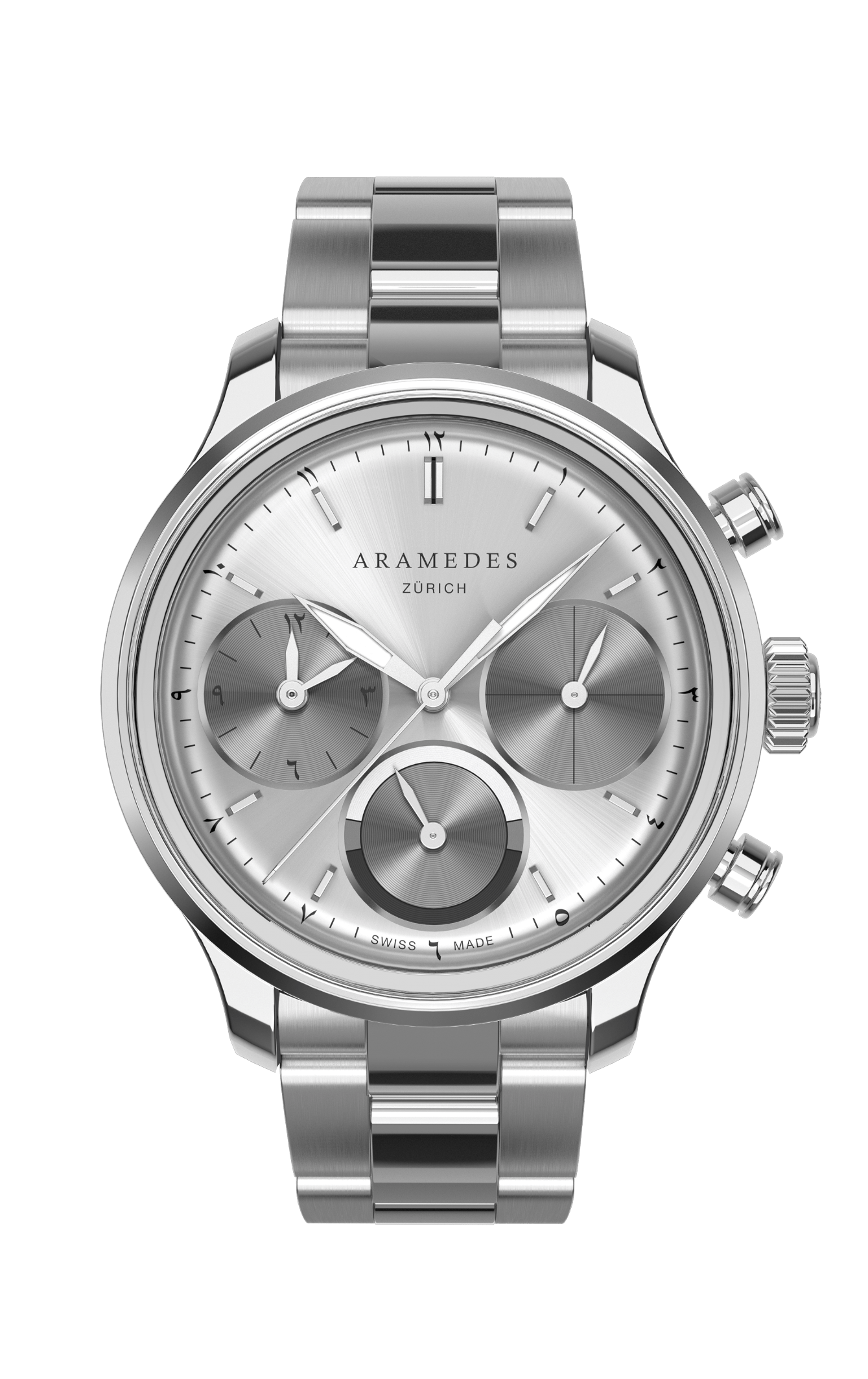 A product photo of the watch, Mastertimer Sawm, from Aramedes.