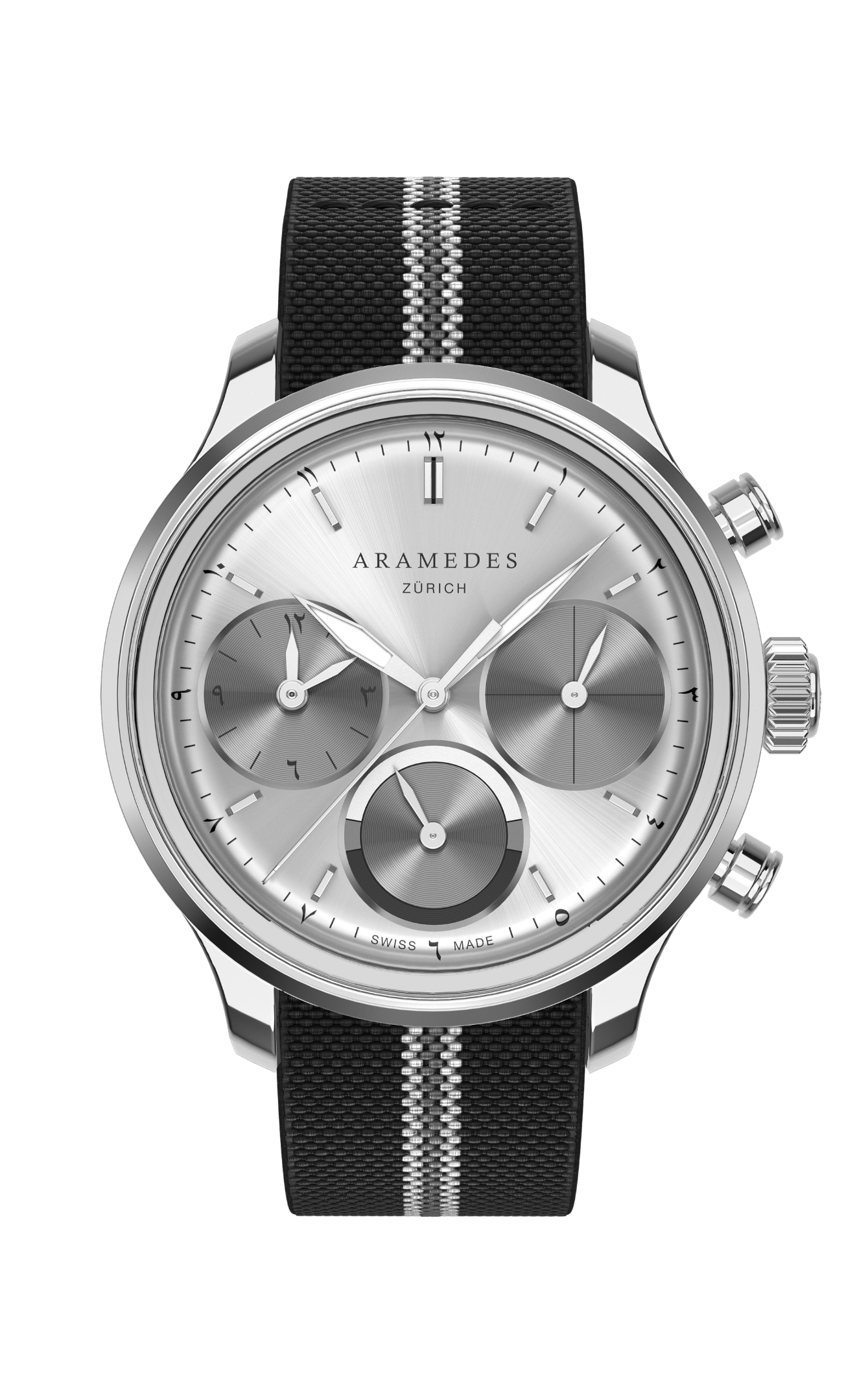 A product photo of the watch, Mastertimer Sawm, from Aramedes.