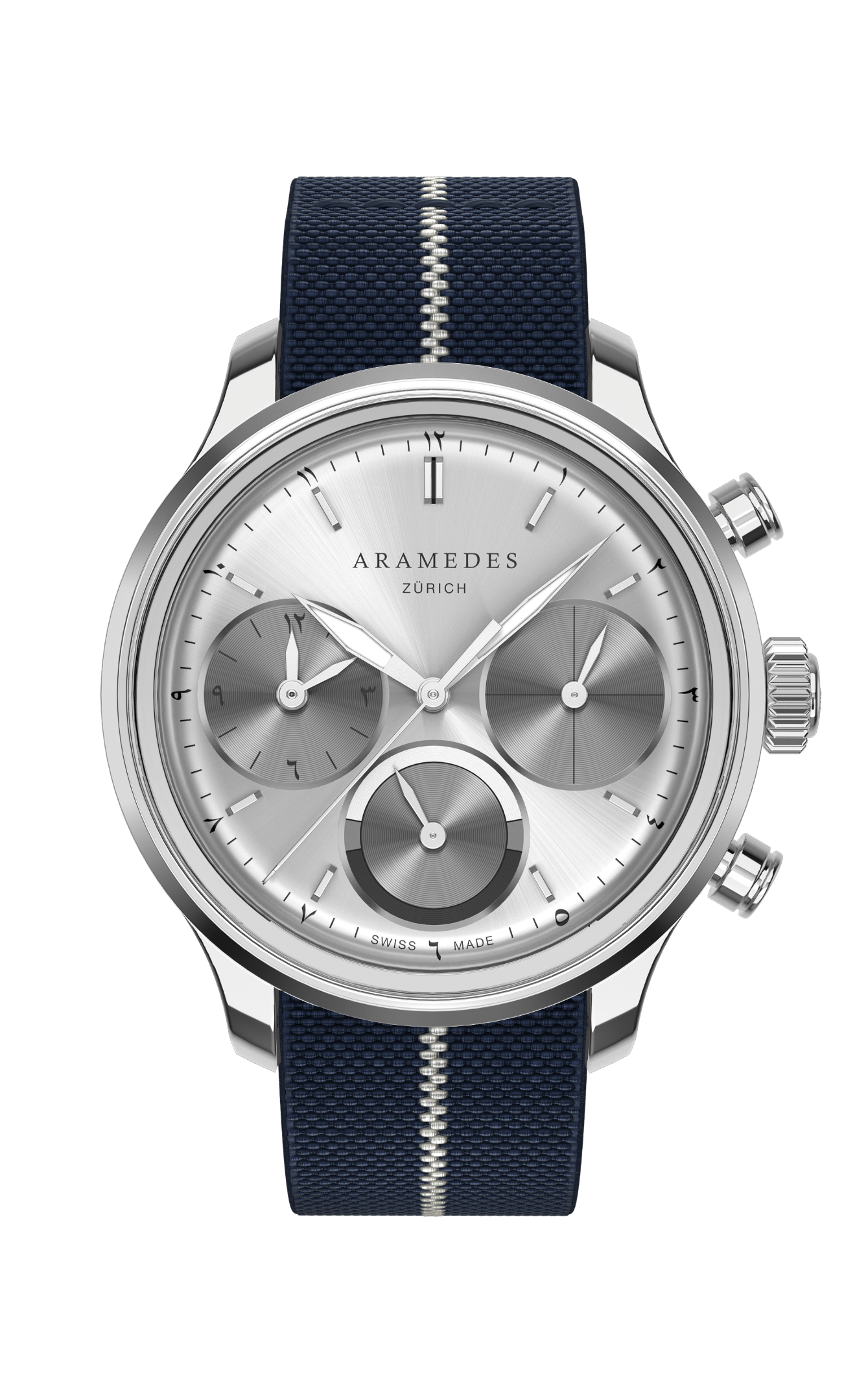 A product photo of the watch, Mastertimer Sawm, from Aramedes.