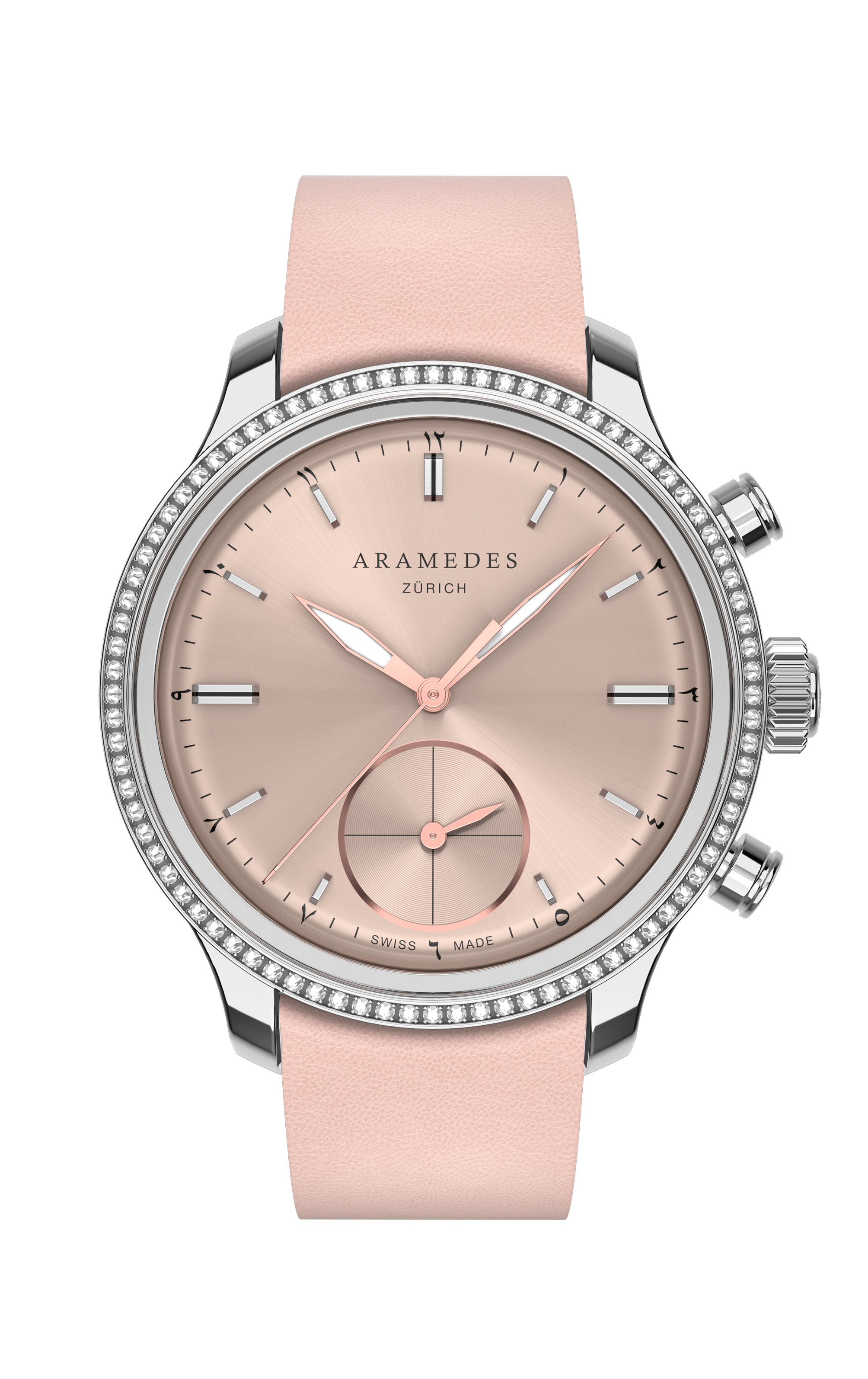 A product photo of the watch, Mastertimer Qibla Women, from Aramedes.