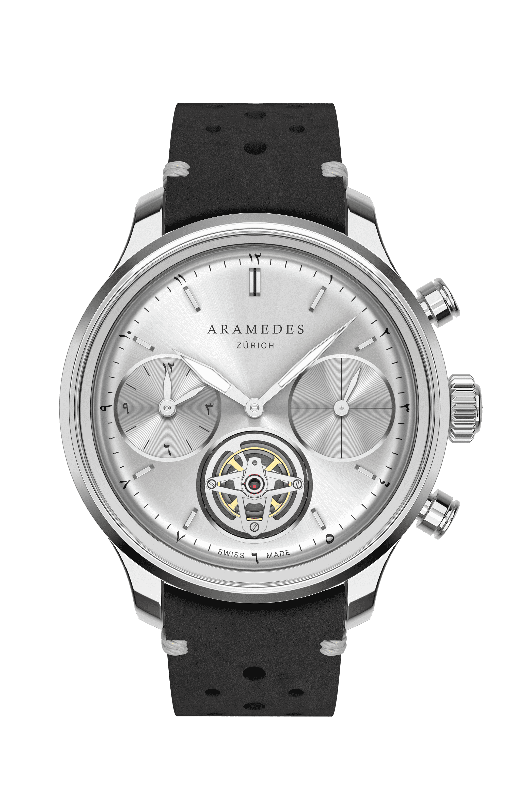 A product photo of the watch, Mastertimer Salat Tourbillon Automatic, from Aramedes.