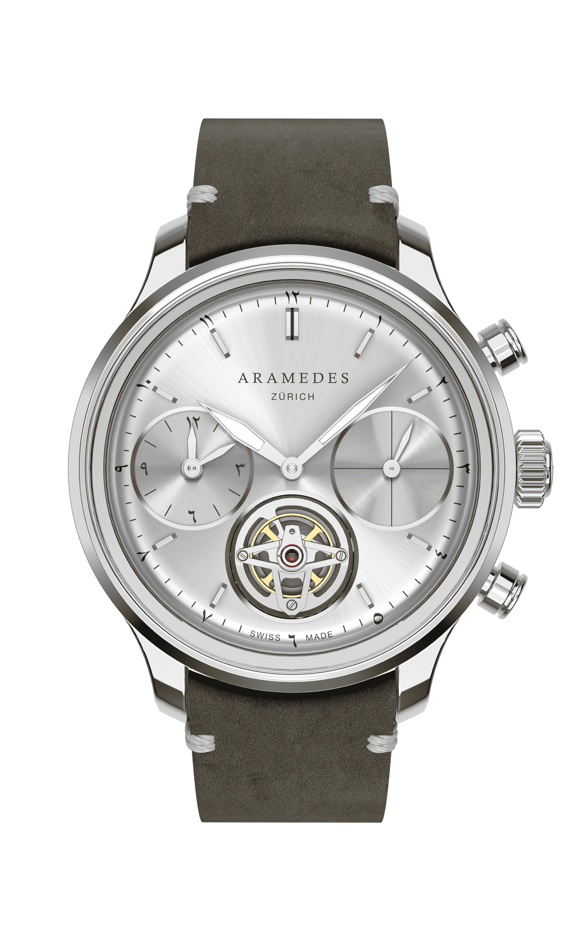 A product photo of the watch, Mastertimer Salat Tourbillon Automatic, from Aramedes.