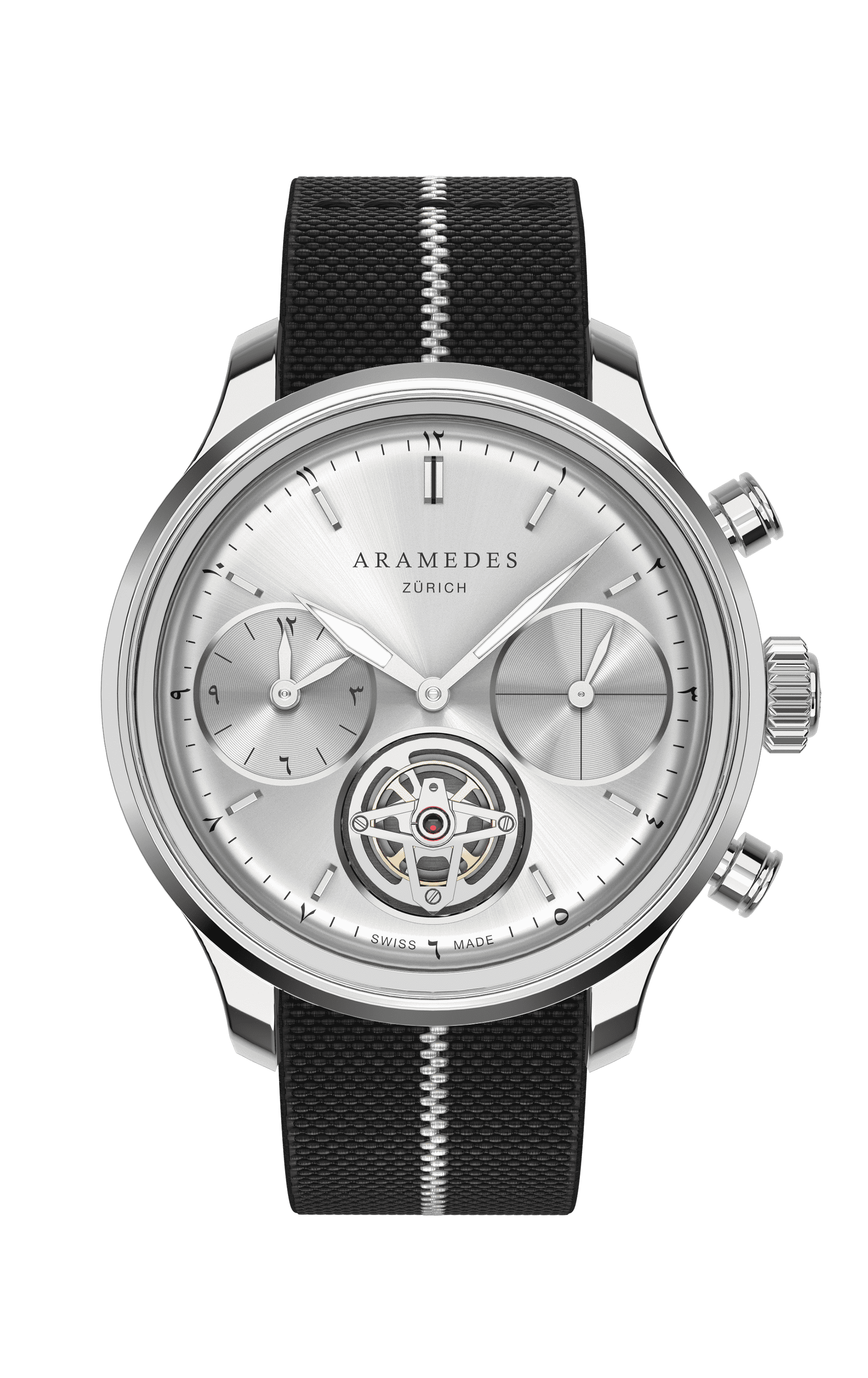 A product photo of the watch, Mastertimer Salat Tourbillon Automatic, from Aramedes.