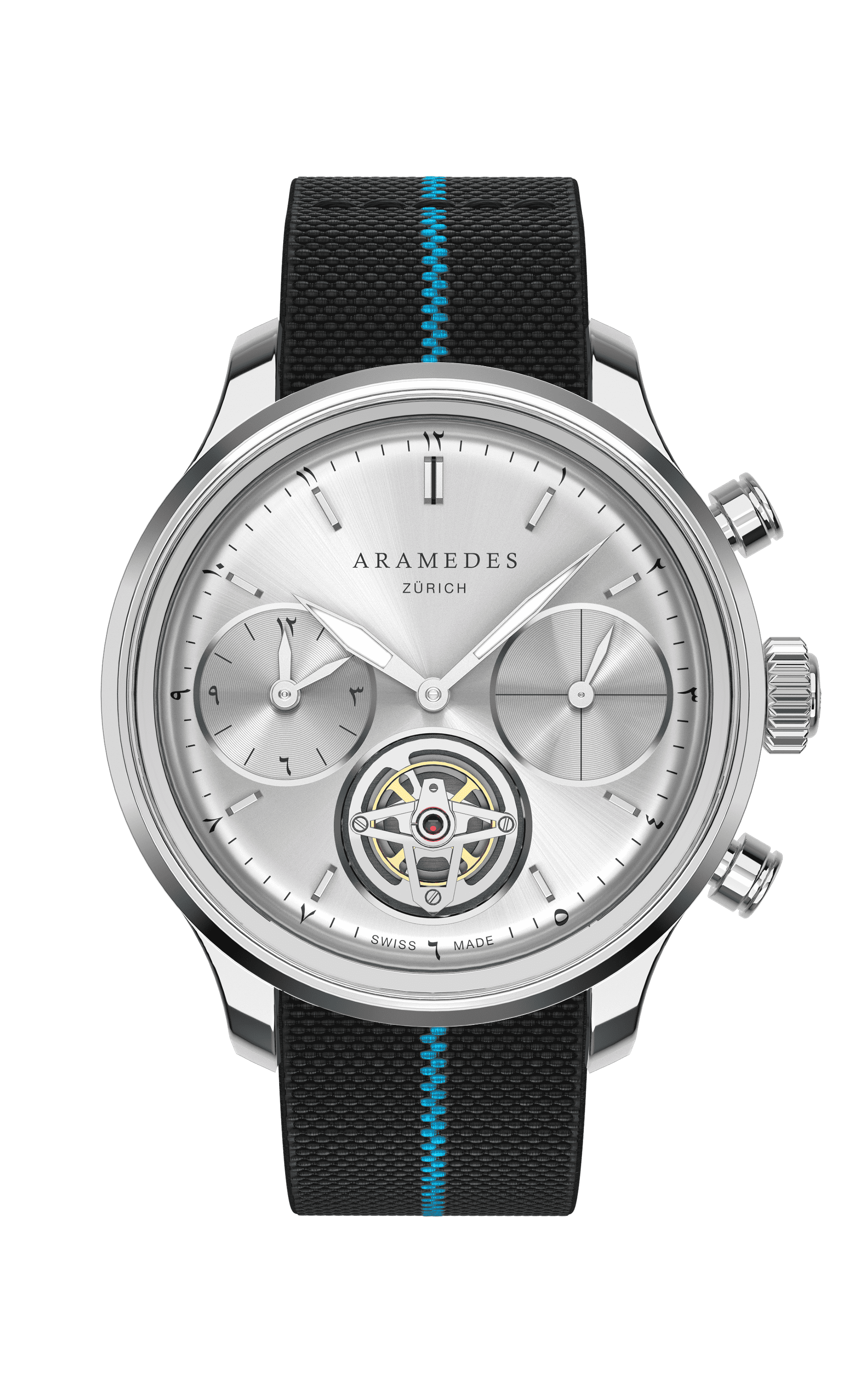 A product photo of the watch, Mastertimer Salat Tourbillon Automatic, from Aramedes.