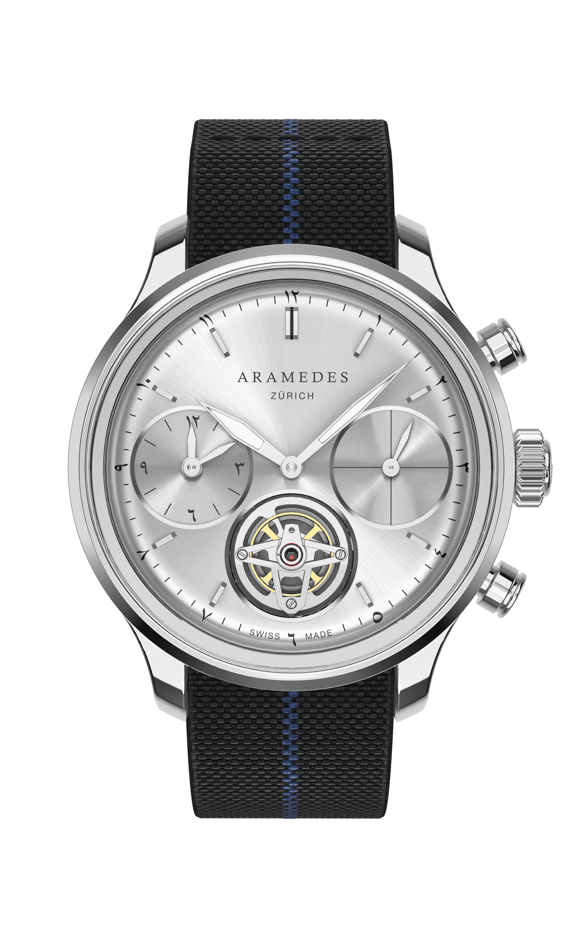 A product photo of the watch, Mastertimer Salat Tourbillon Automatic, from Aramedes.