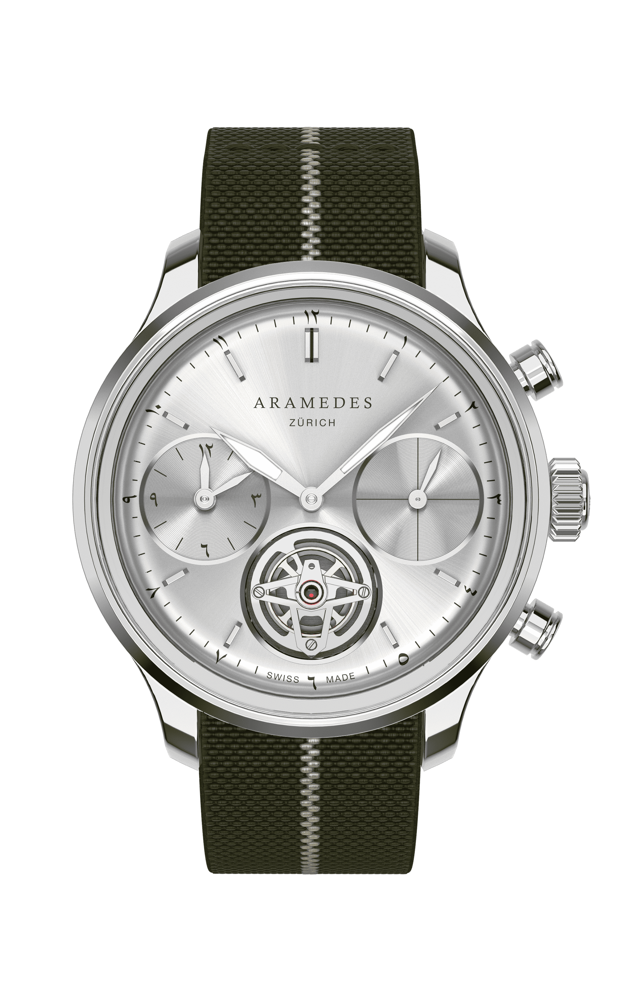 A product photo of the watch, Mastertimer Salat Tourbillon Automatic, from Aramedes.