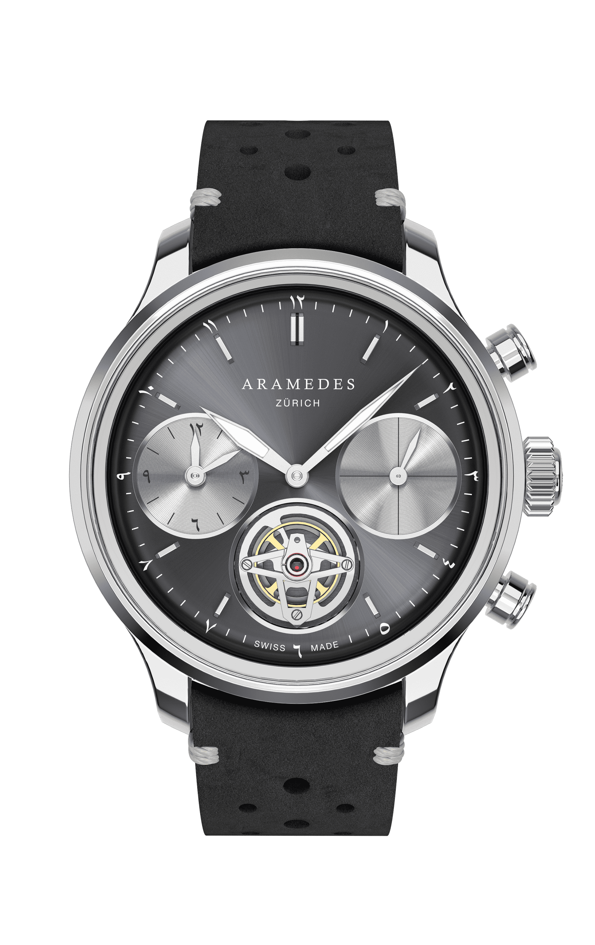 A product photo of the watch, Mastertimer Salat Tourbillon Automatic, from Aramedes.