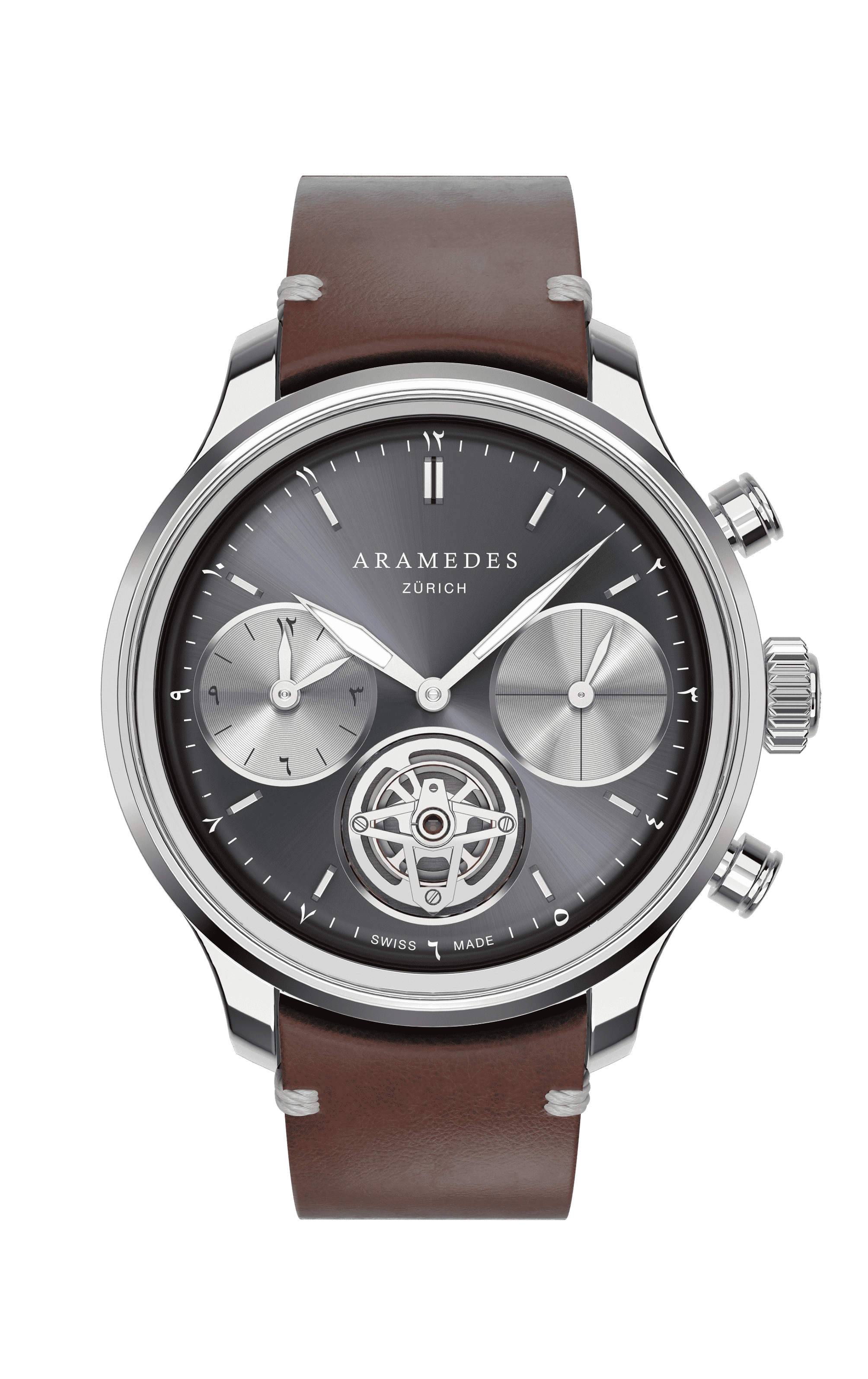 A product photo of the watch, Mastertimer Salat Tourbillon Automatic, from Aramedes.