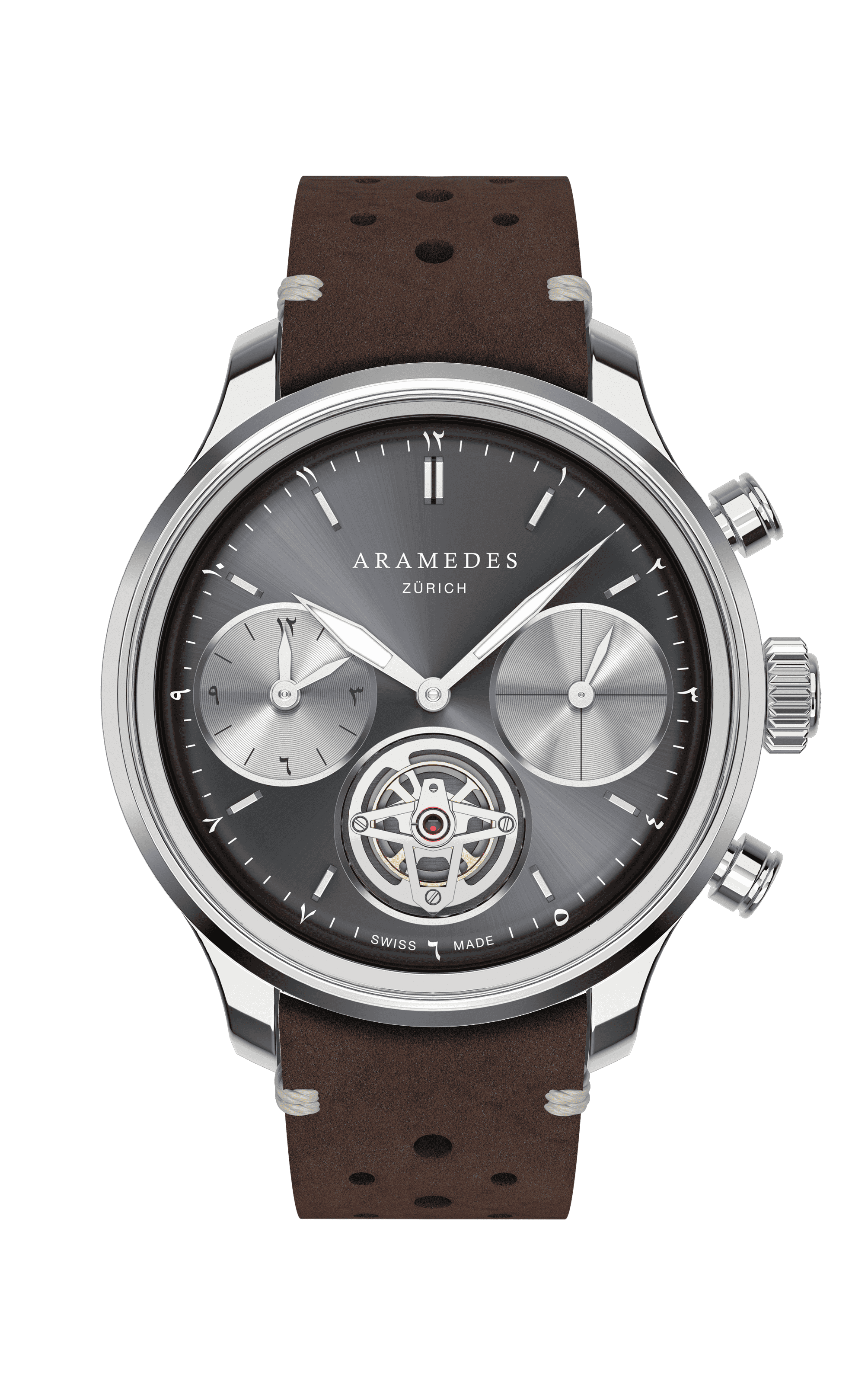 A product photo of the watch, Mastertimer Salat Tourbillon Automatic, from Aramedes.