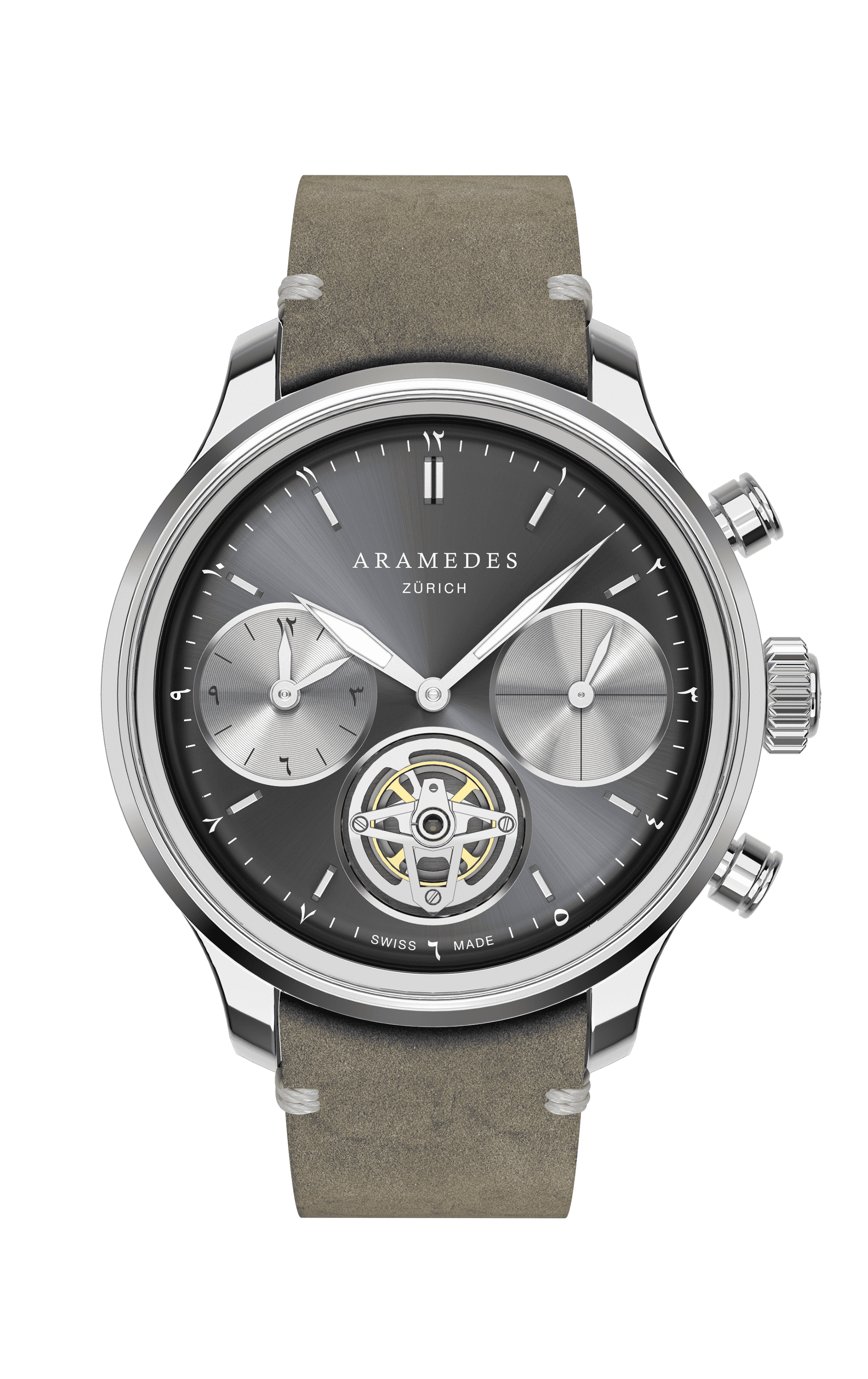 A product photo of the watch, Mastertimer Salat Tourbillon Automatic, from Aramedes.