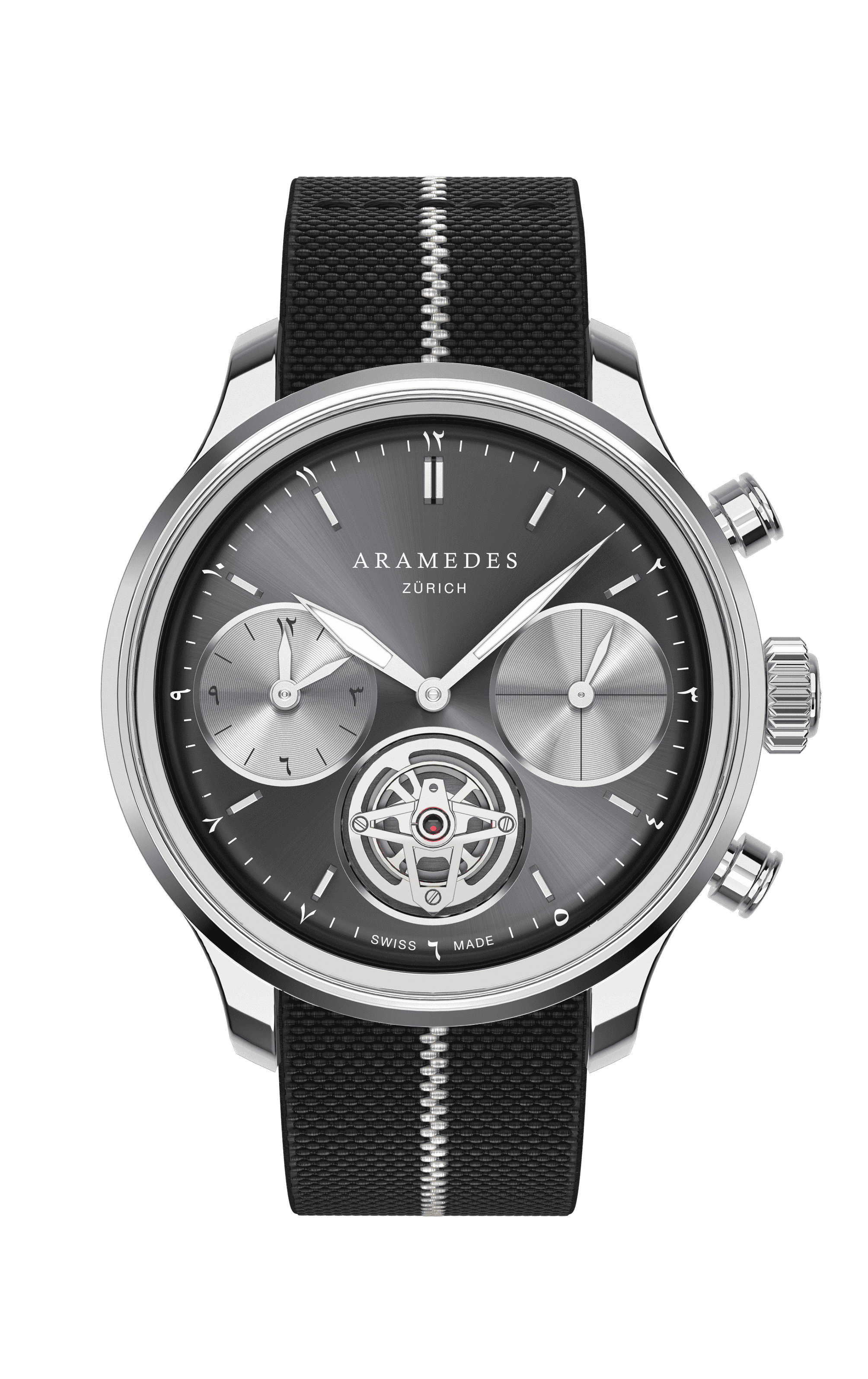 A product photo of the watch, Mastertimer Salat Tourbillon Automatic, from Aramedes.