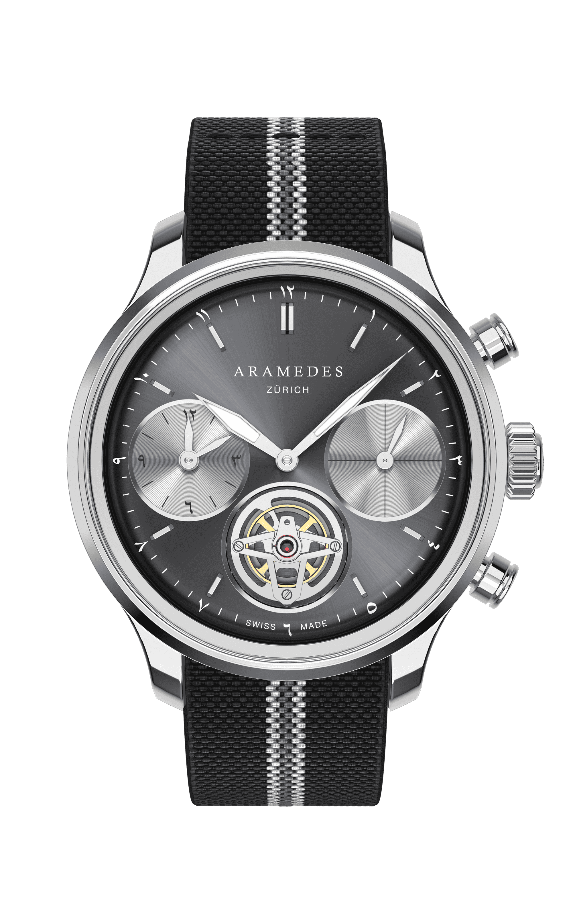 A product photo of the watch, Mastertimer Salat Tourbillon Automatic, from Aramedes.