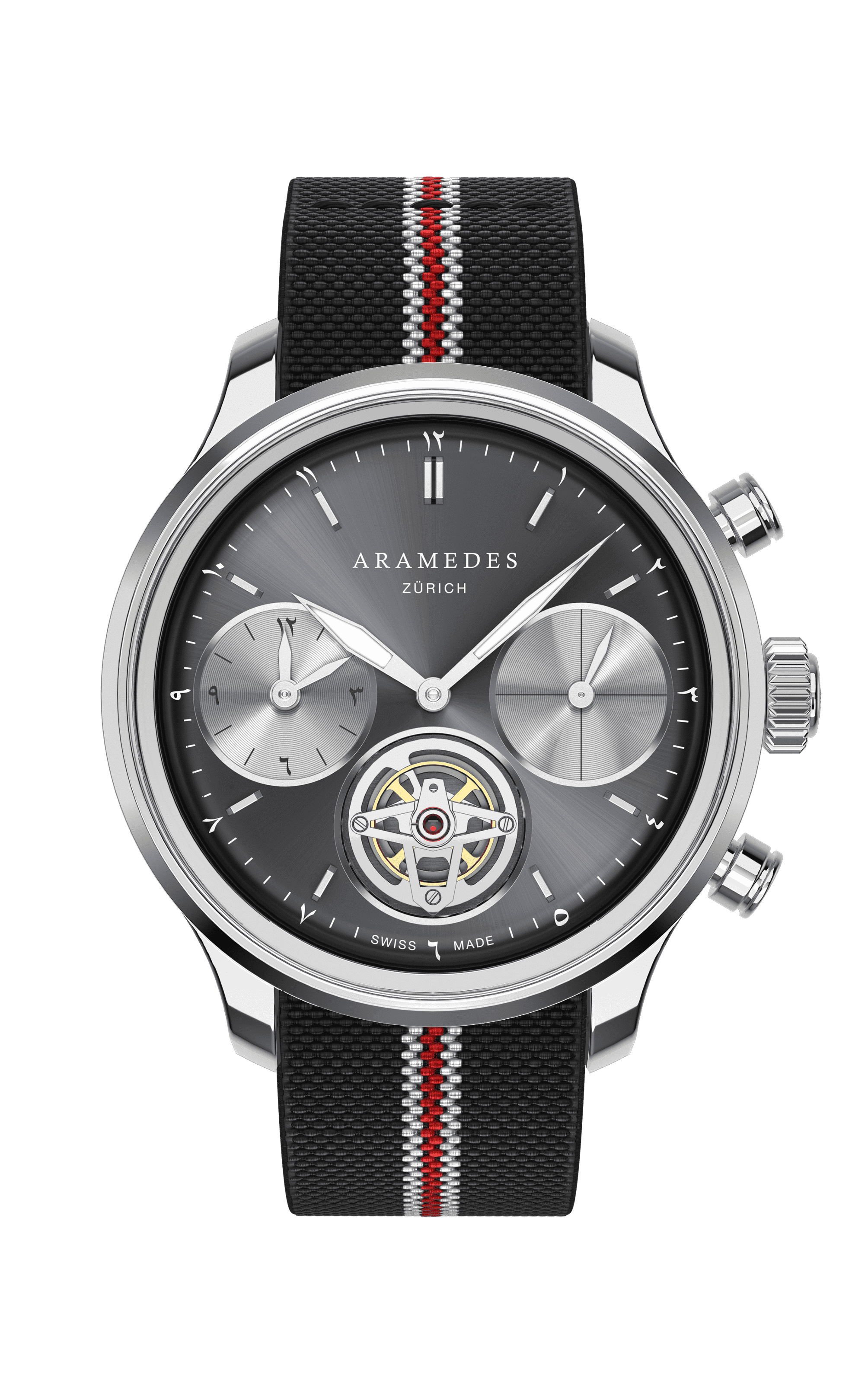 A product photo of the watch, Mastertimer Salat Tourbillon Automatic, from Aramedes.