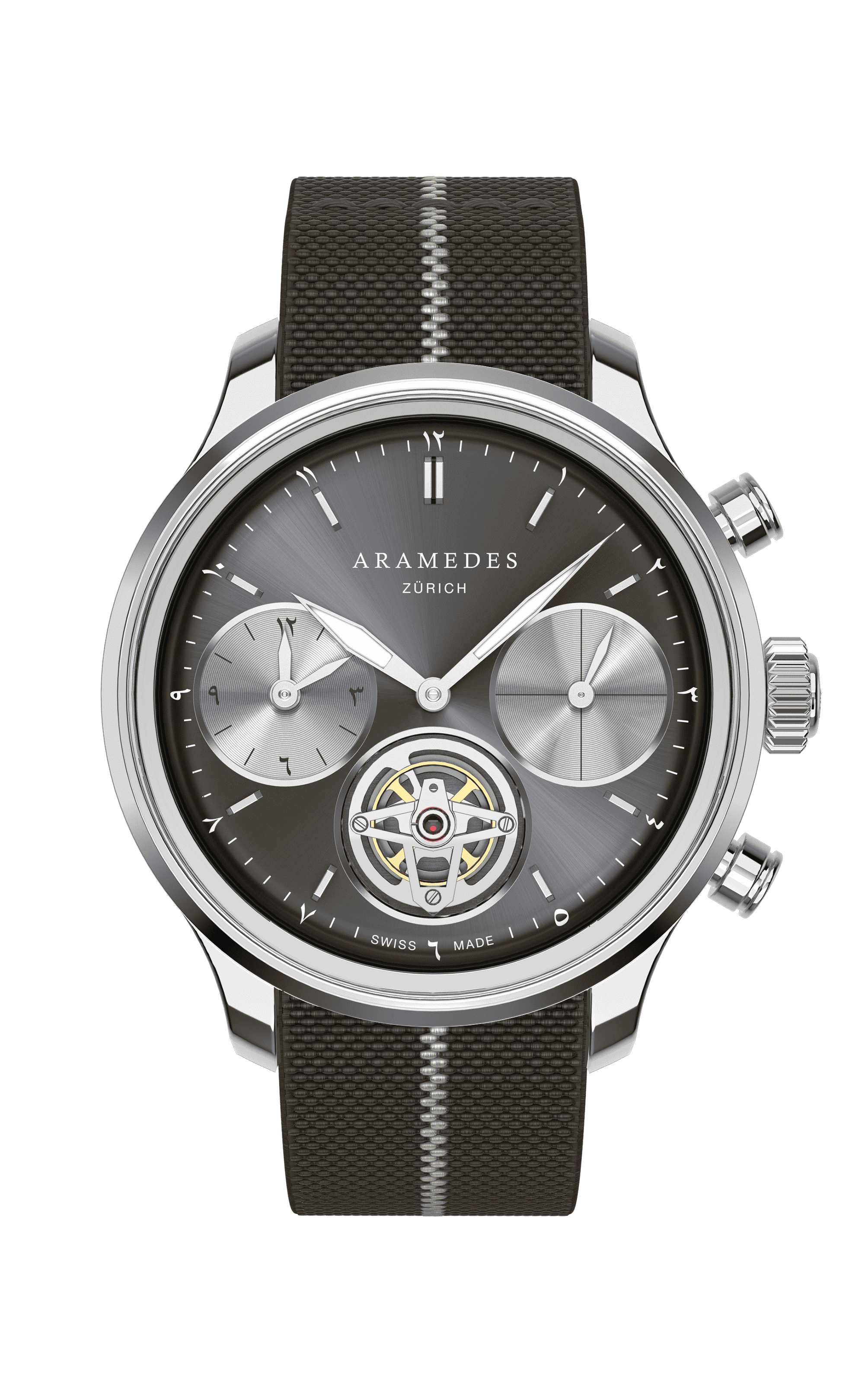 A product photo of the watch, Mastertimer Salat Tourbillon Automatic, from Aramedes.